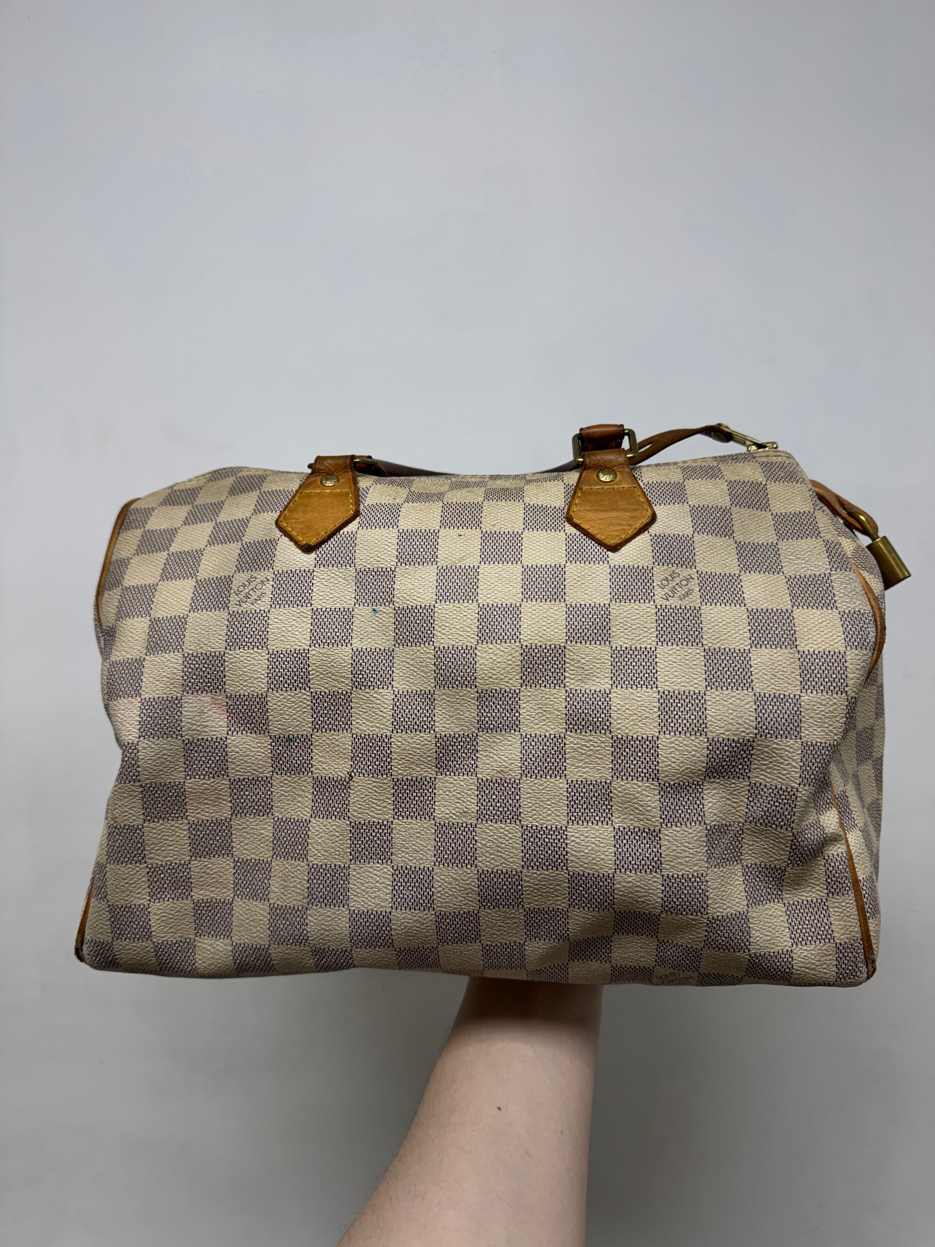 Louis Vuitton Cream Damier Speedy 25 Vintage Bag