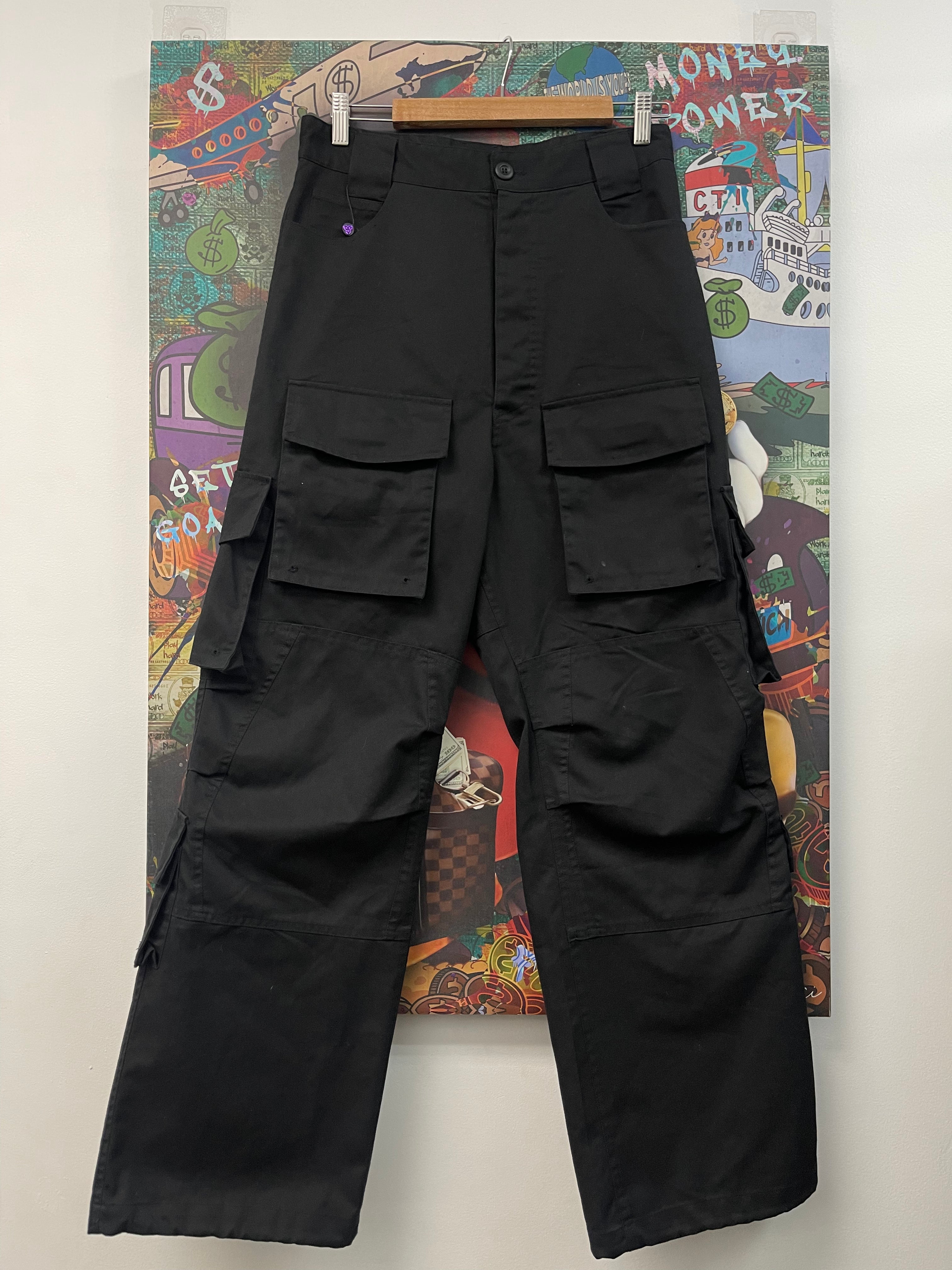Balenciaga Logo Black Black Cargo Pants