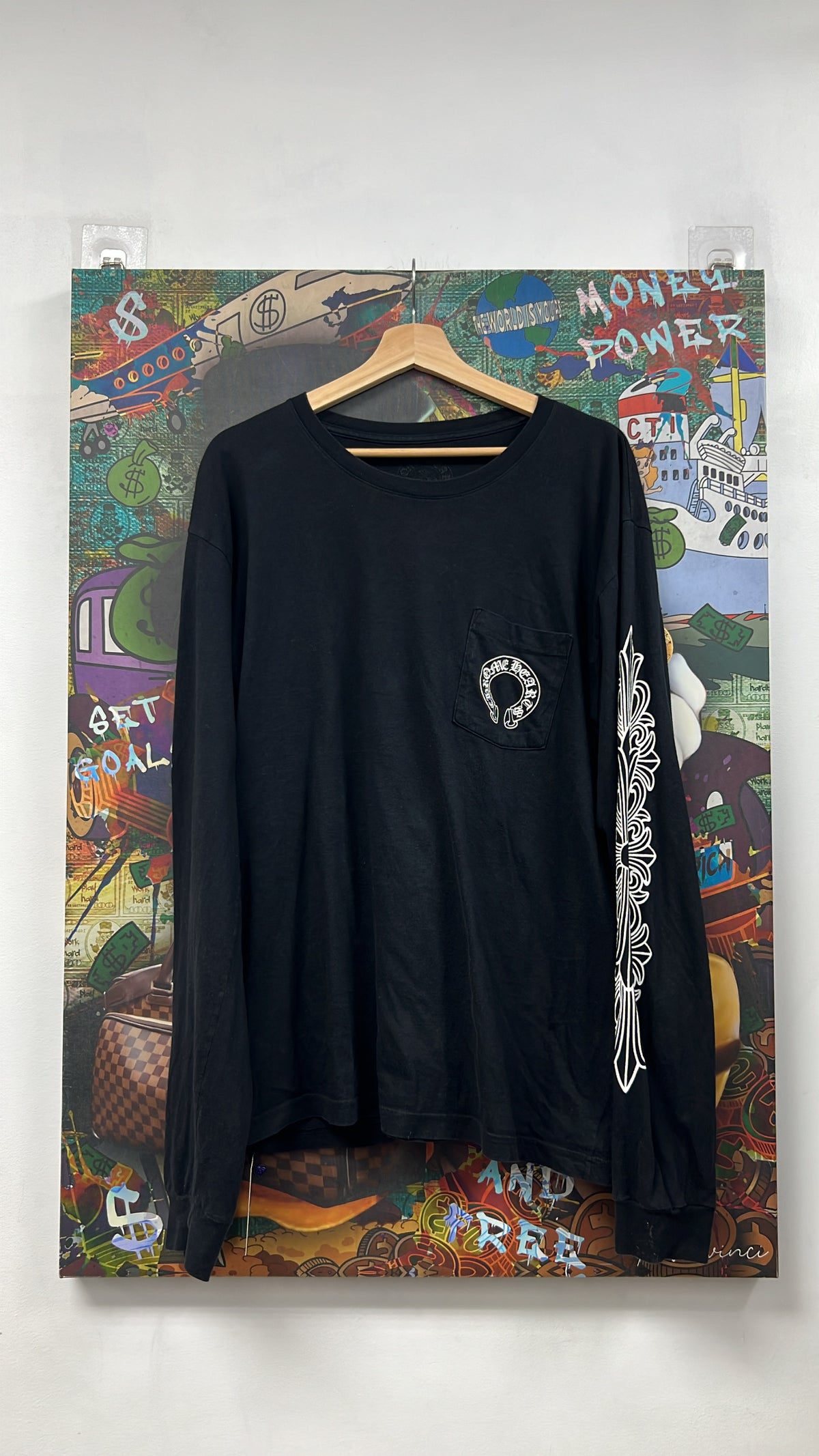 Chrome  Hearts Black Floral Horseshoe Long Sleeve