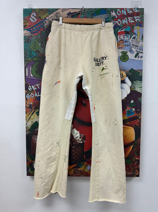 Gallery Dept Flare Sweats Cream Splatter Used Medium N