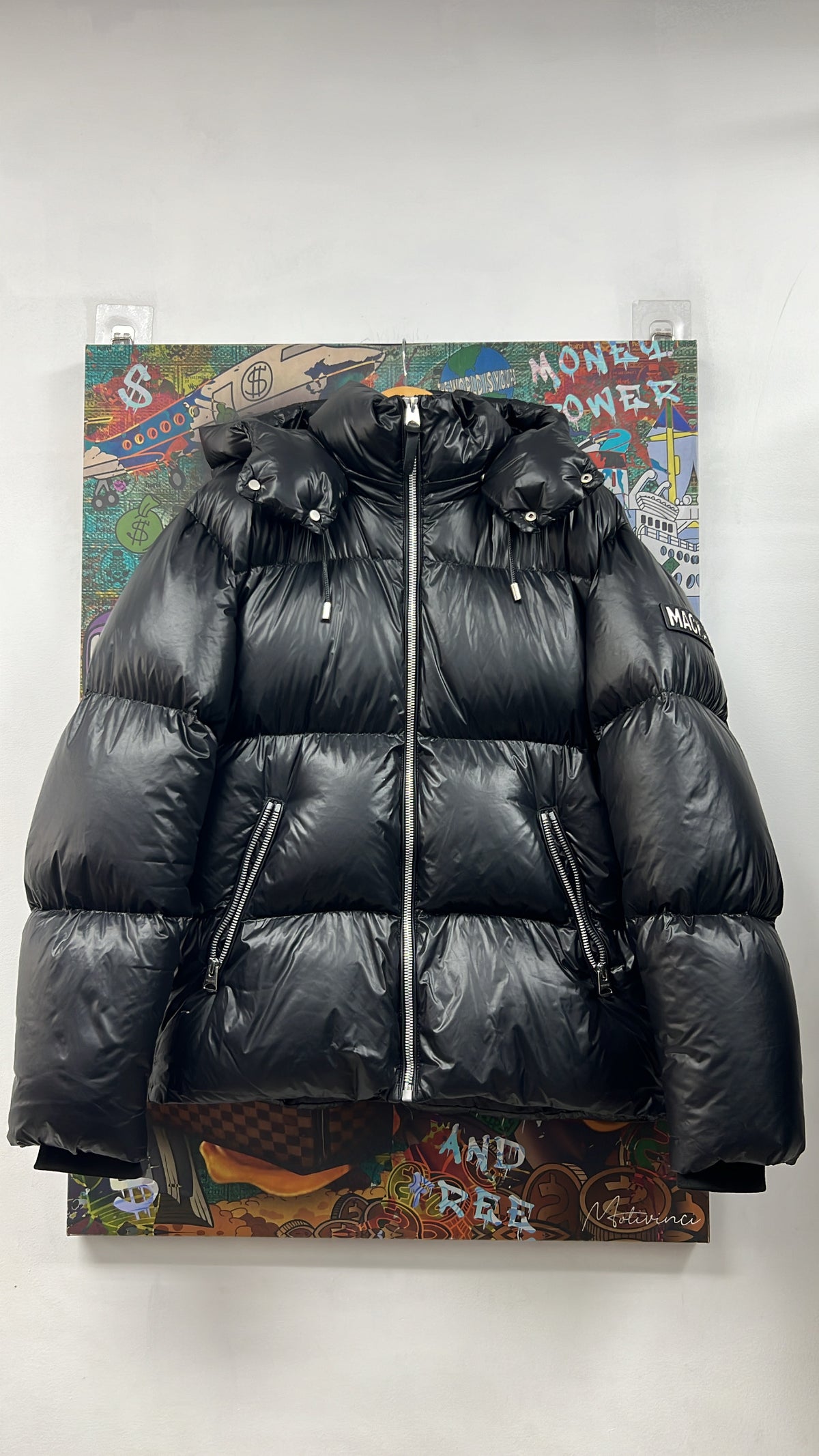 Mackage Black Sleeve Logo Puffer Jacket