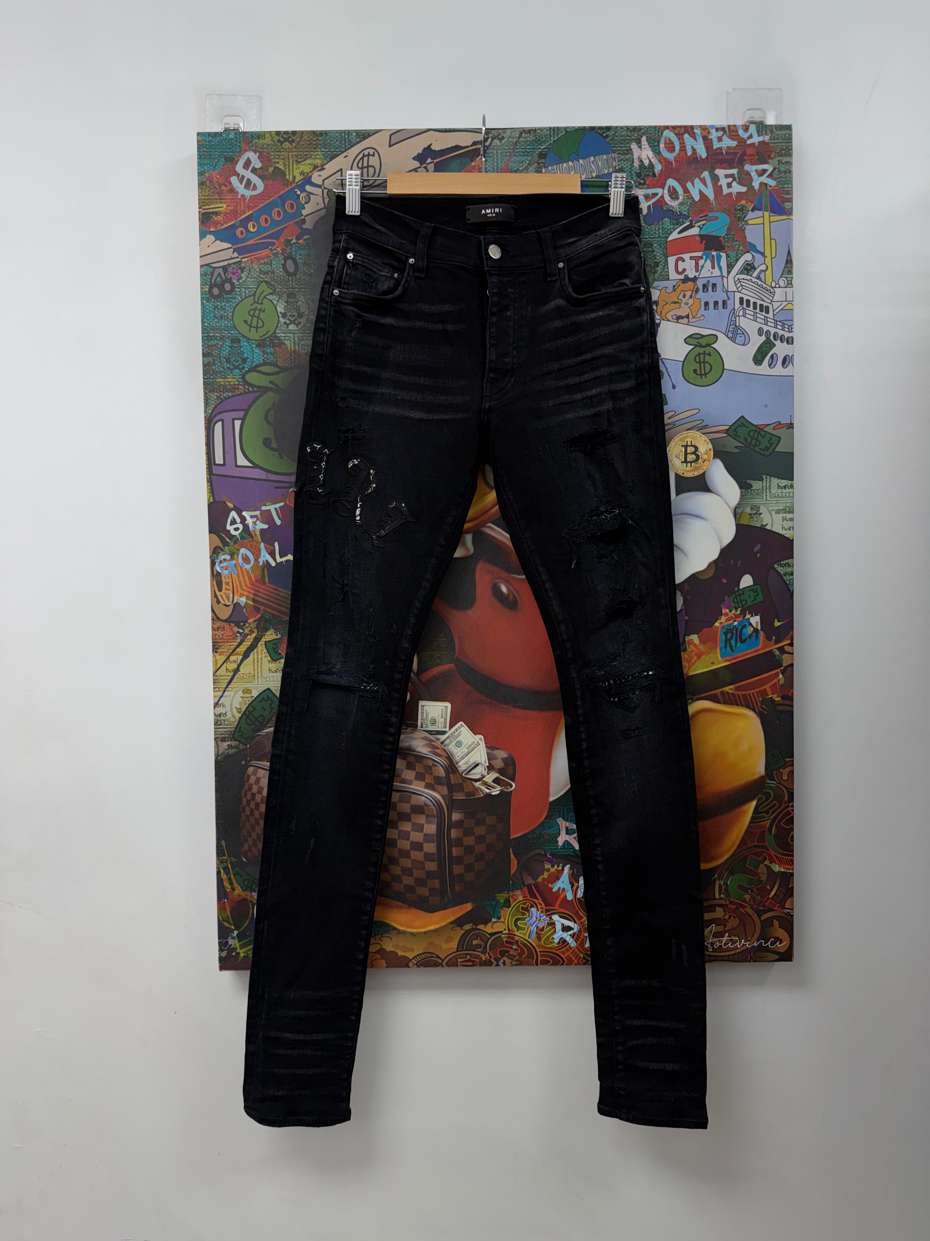 Amiri Black Wash Old English Jeans