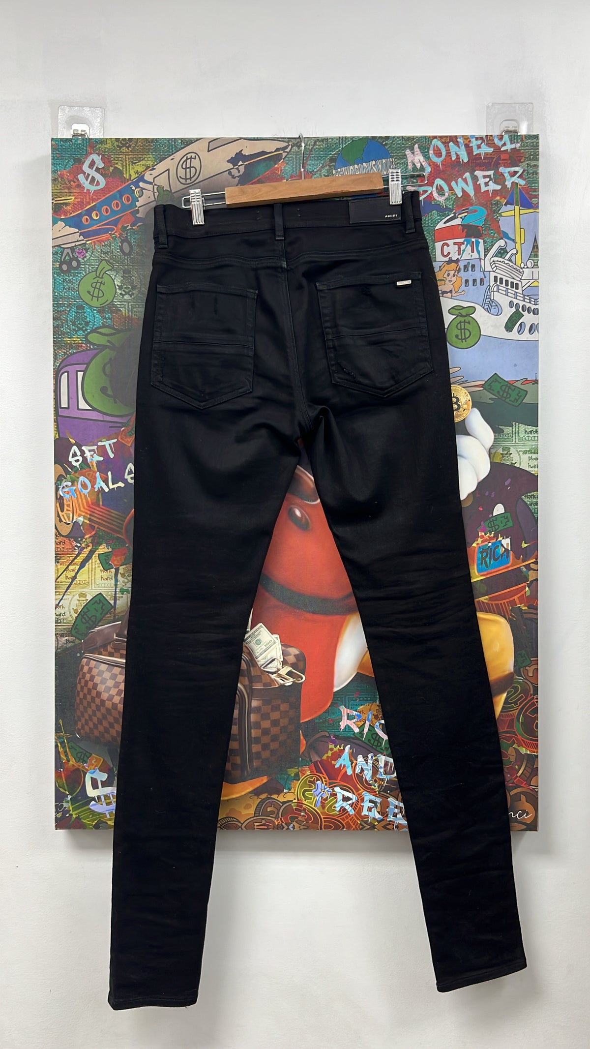 Amiri MX1 Black Black Patch (Repaired Rip) Jeans