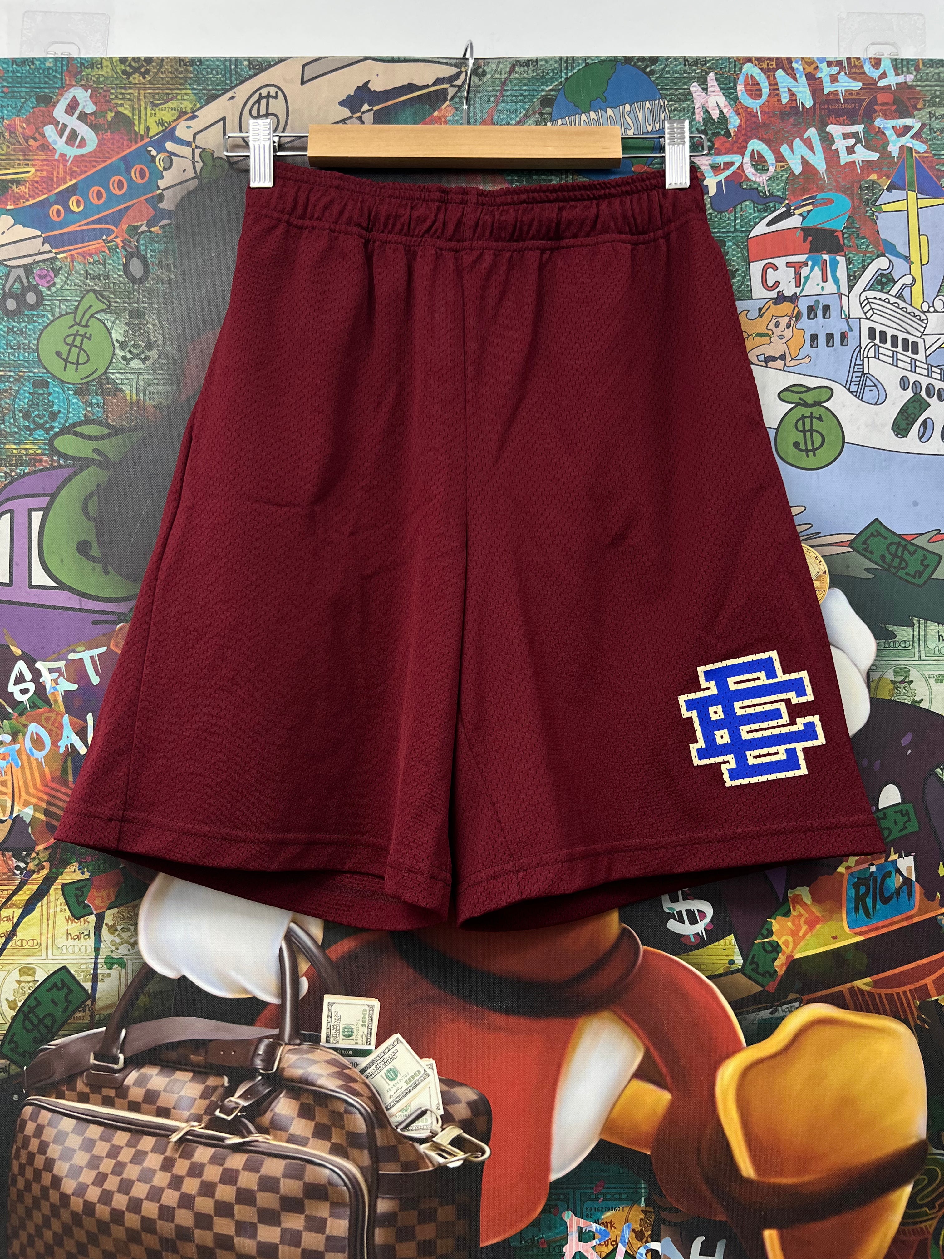 Eric Emanuel Burgundy Blue Baggy Shorts