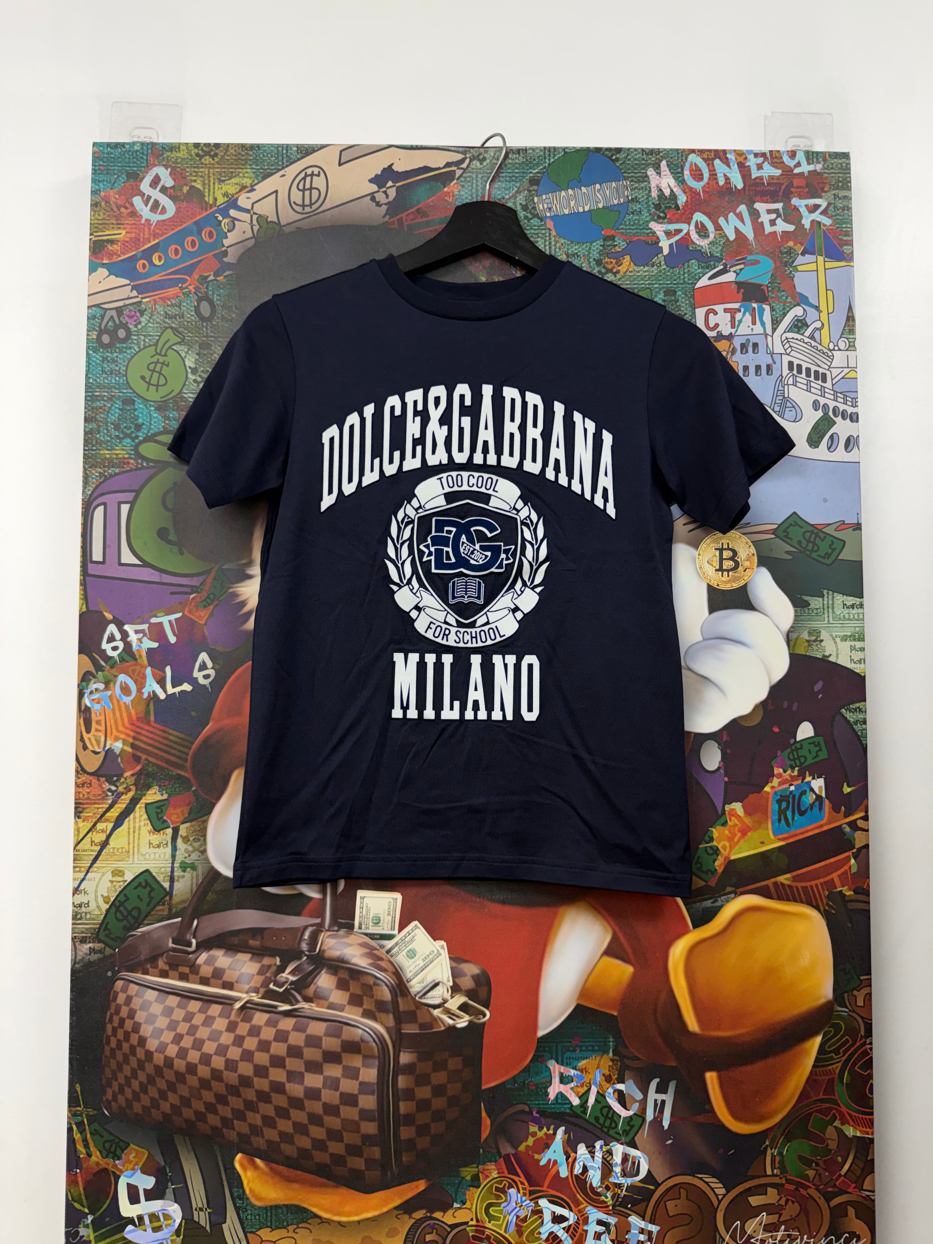 D&G Navy White Too Cool For School (Kid's) Tee