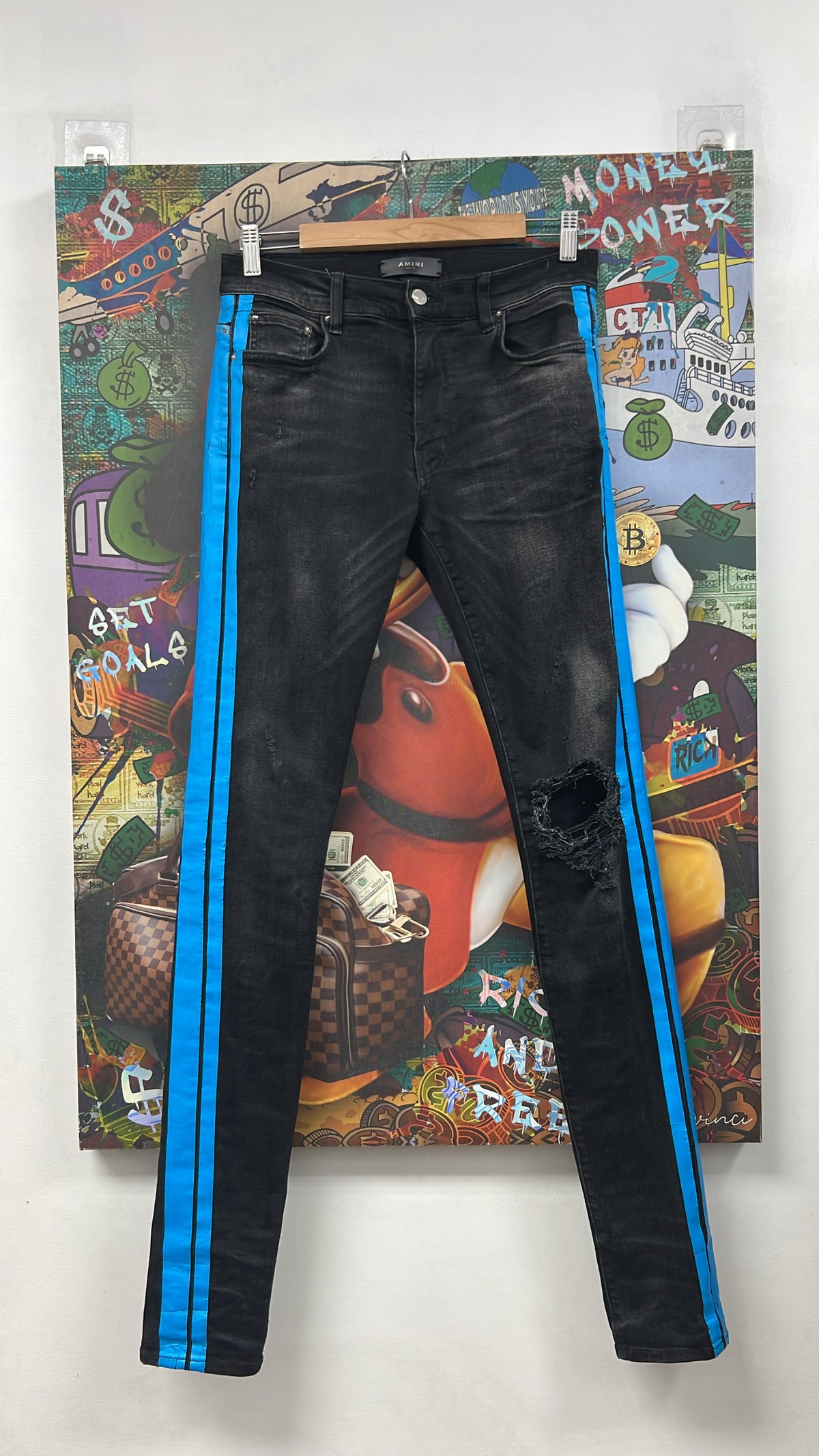 Amiri Black Blue Stripe Jeans