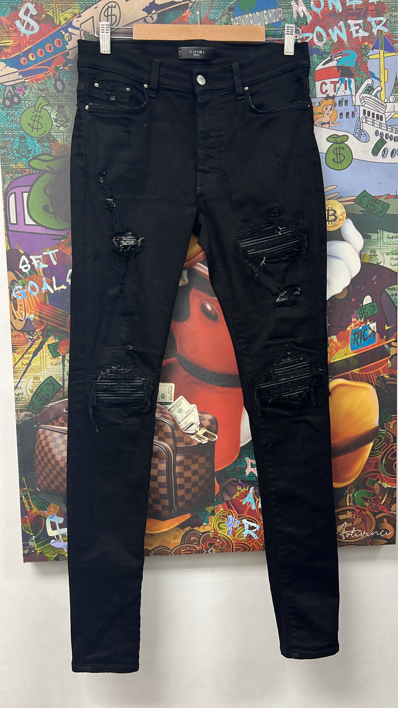 Amiri MX1 Black Black Patch Jeans