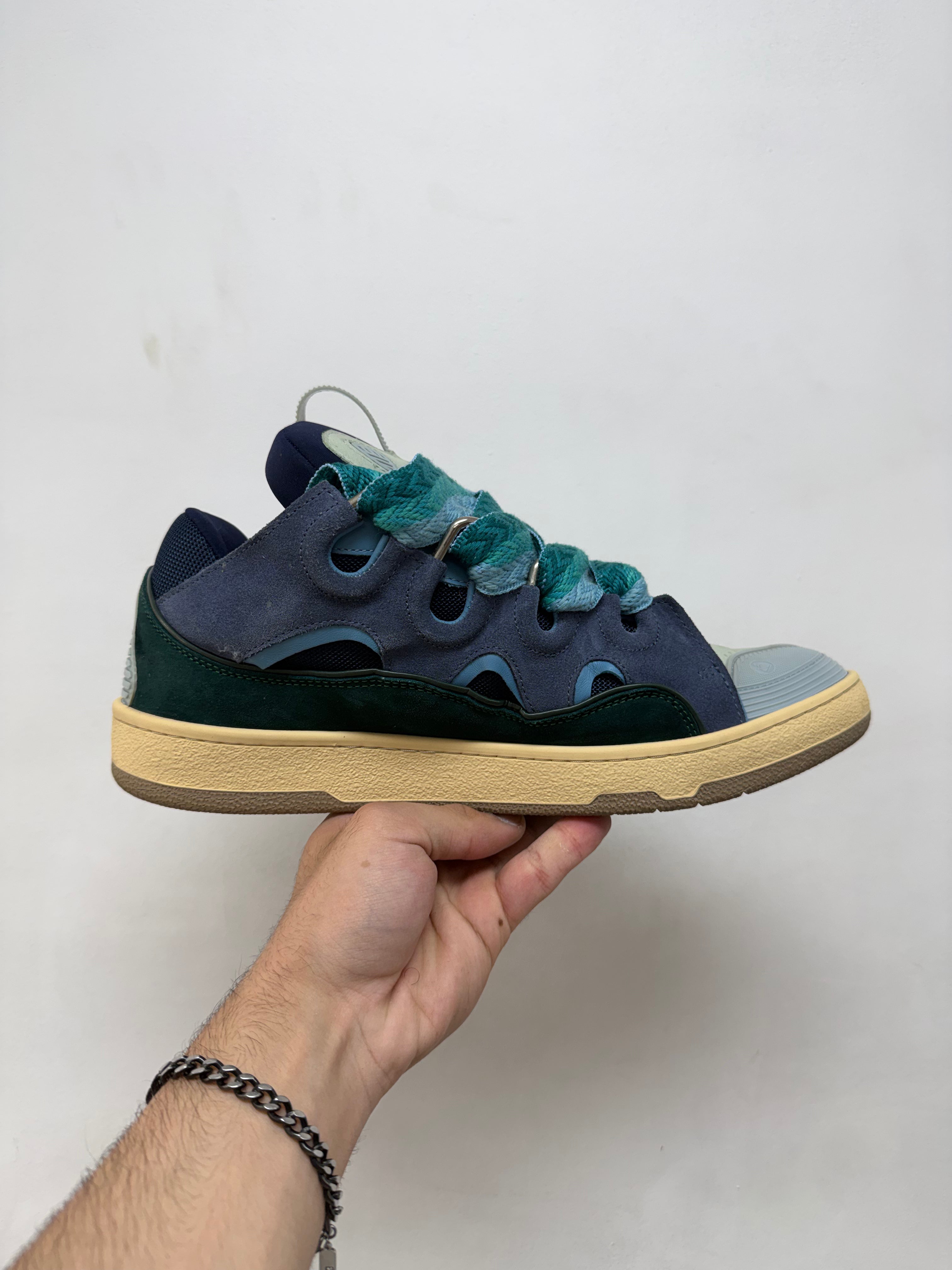 Lanvin Teal Curb Sneakers