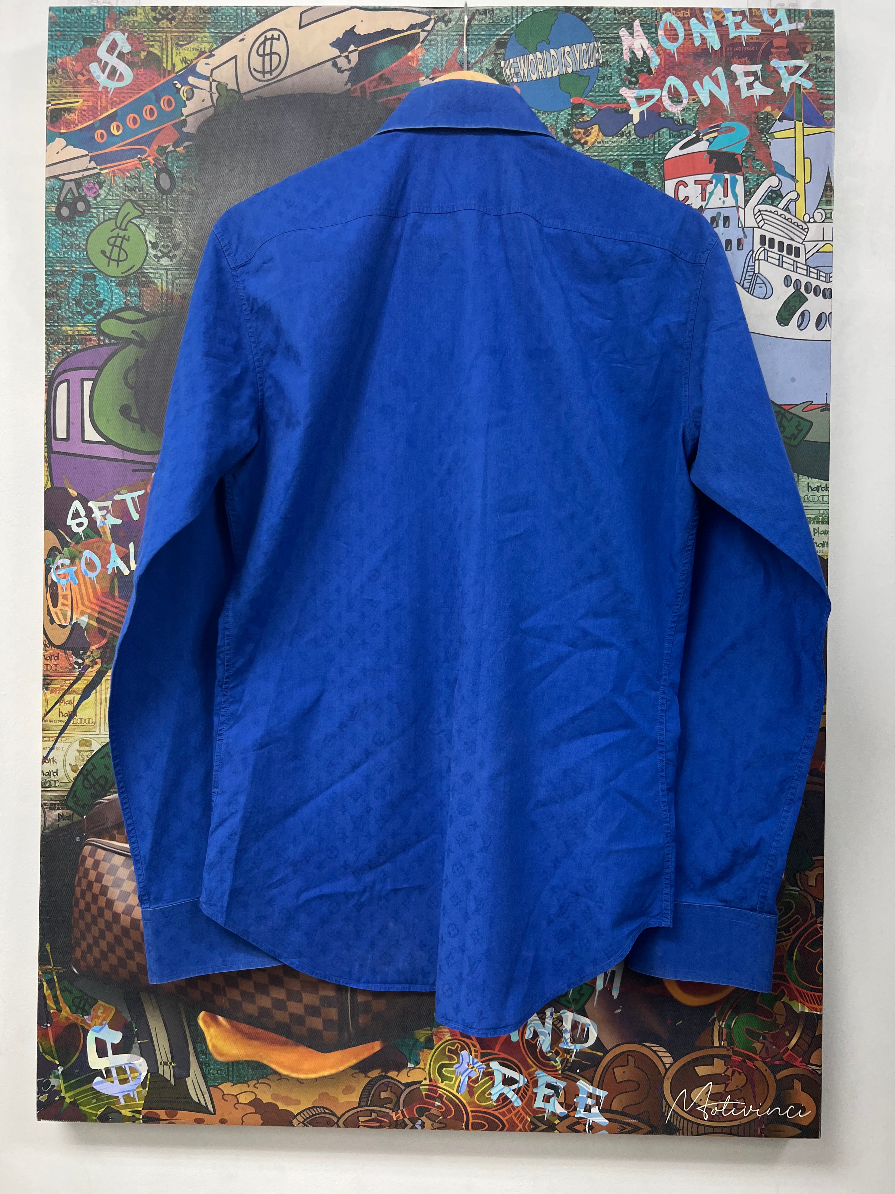 Louis Vuitton Blue Monogram Button Up