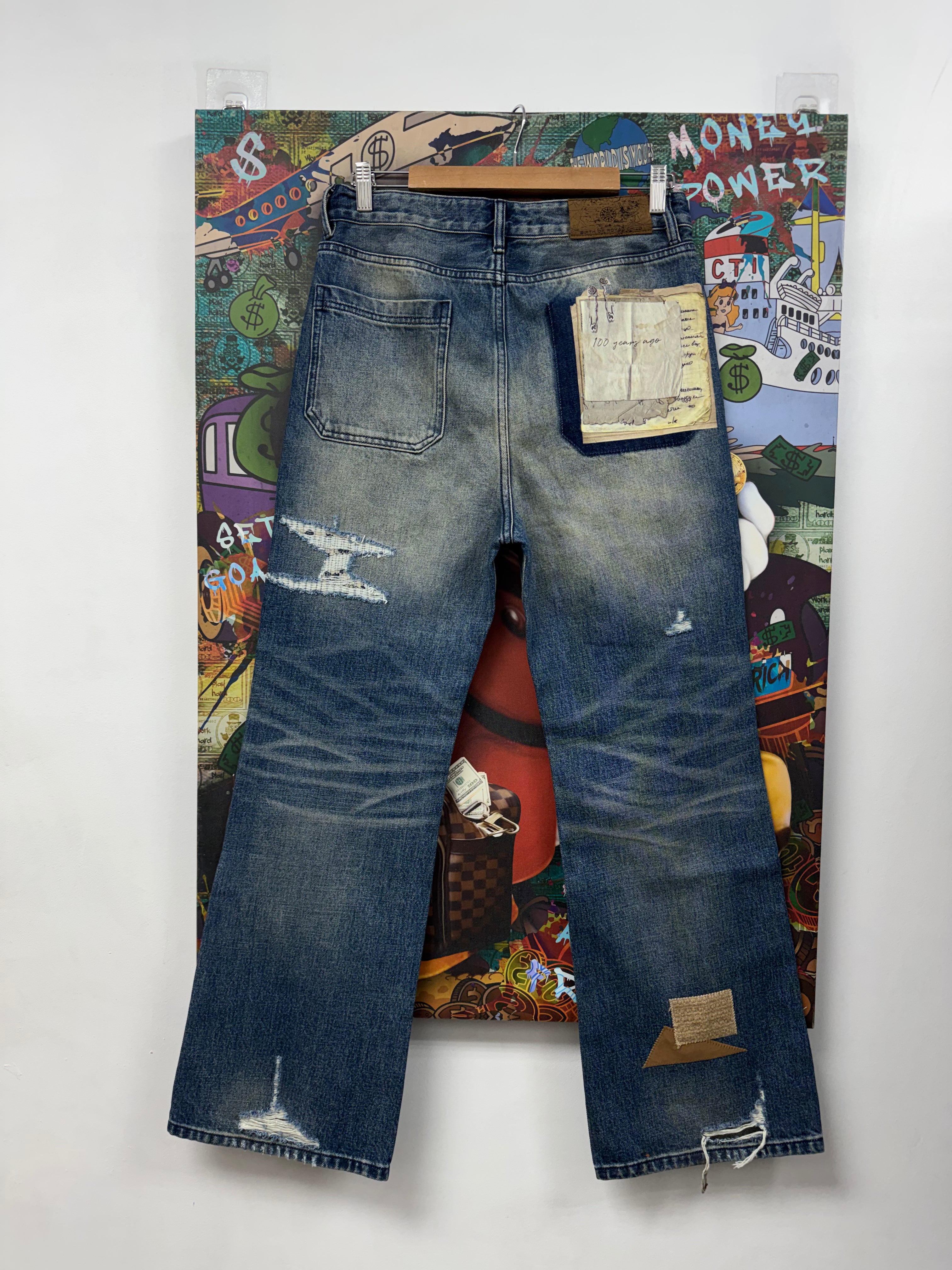 Birth Of A Royal Child Patchwork Fade Denim Pants