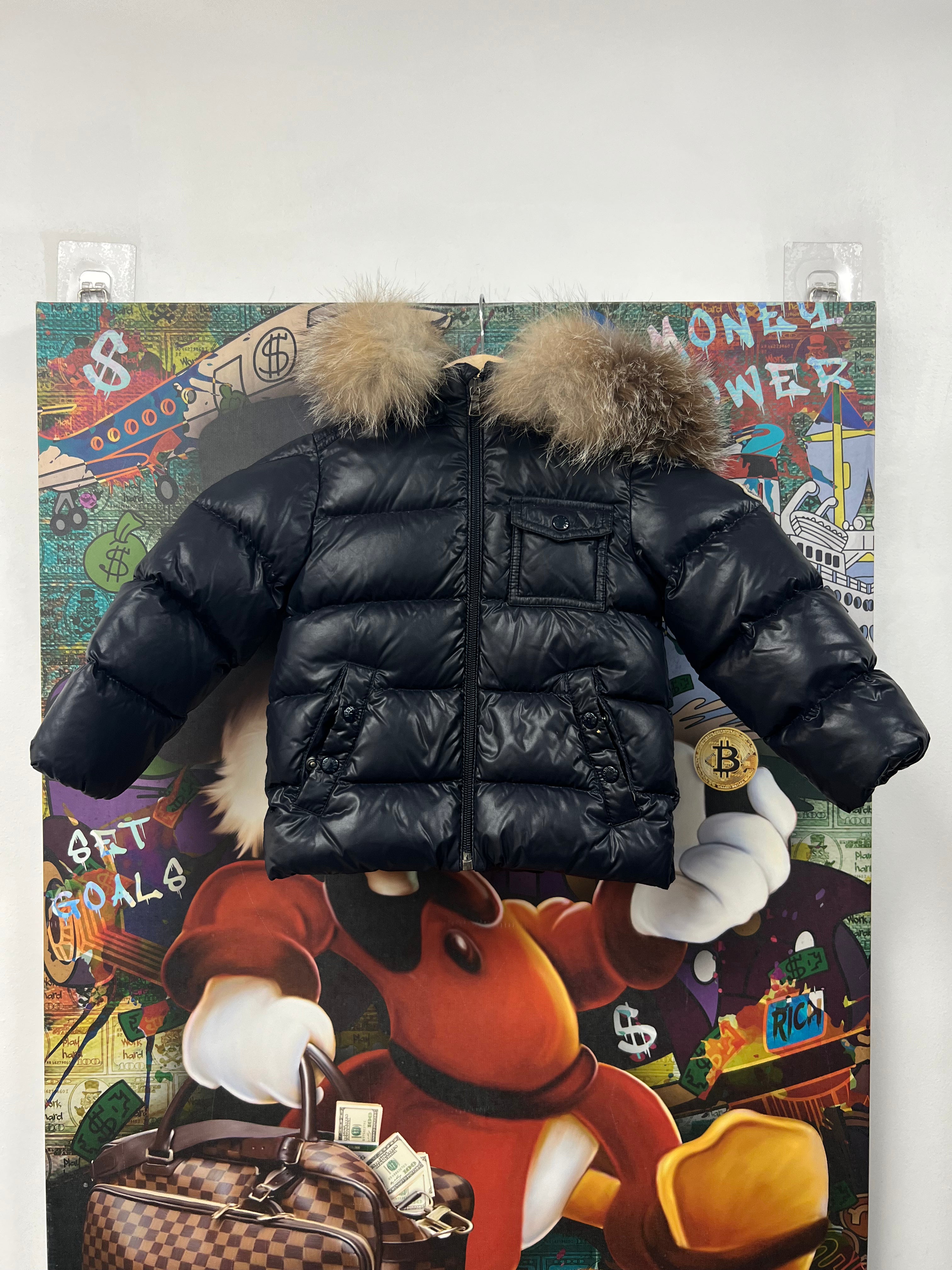 Moncler Navy Fur Puffer Jacket