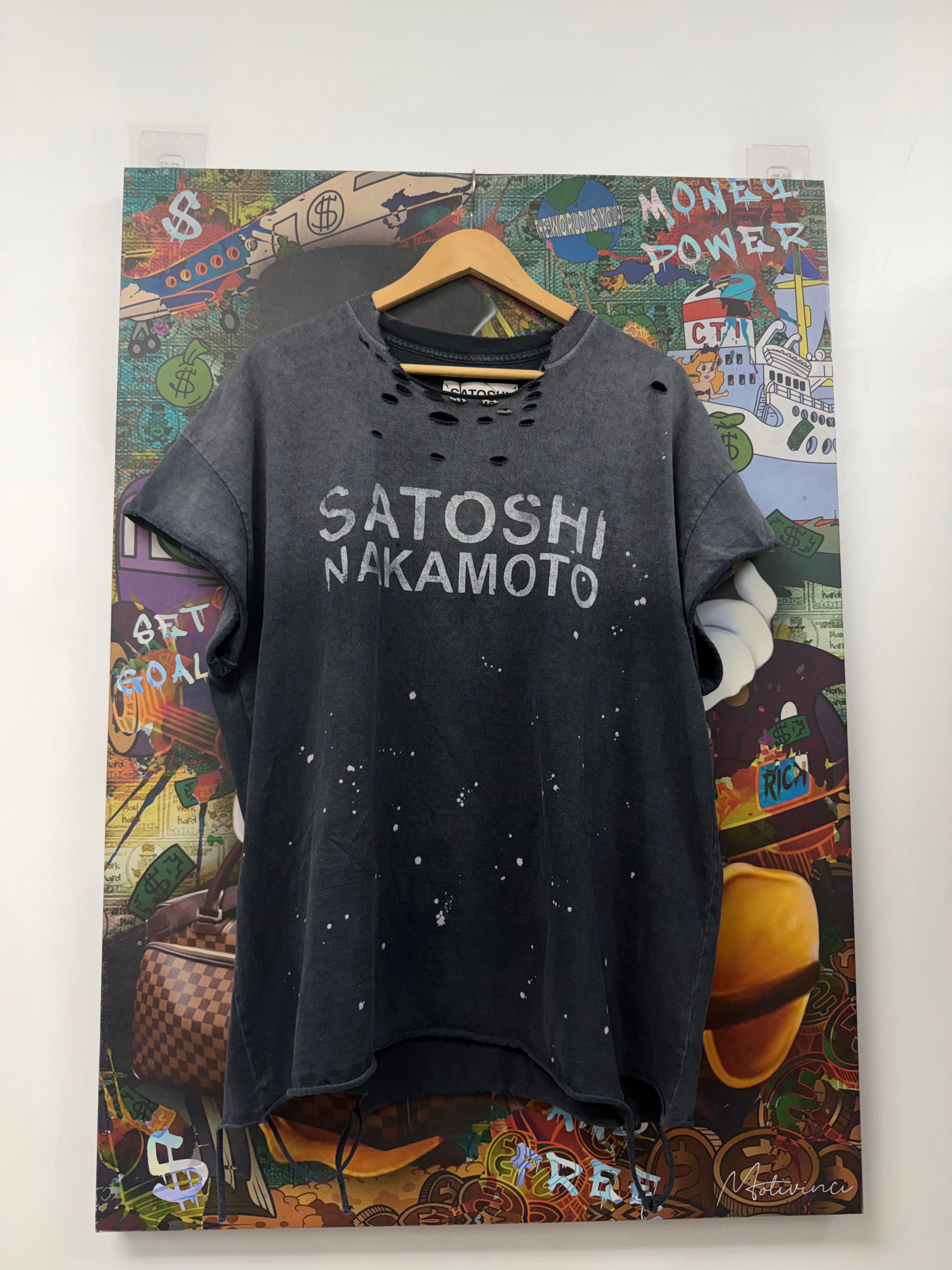 Satoshi Nakamoto Black Wash Luke Paint Splatter Sleeveless Tee