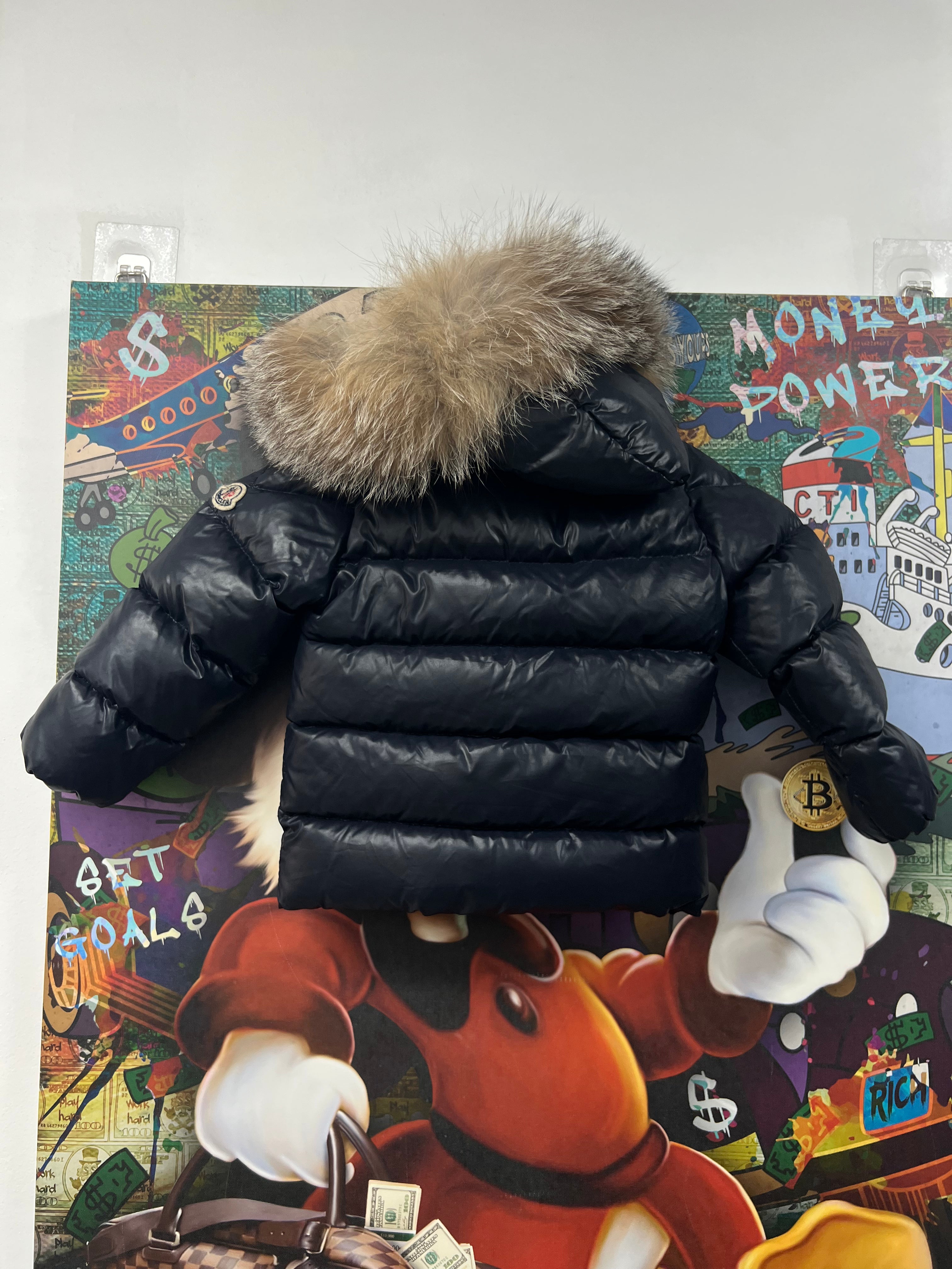 Moncler Navy Fur Puffer Jacket