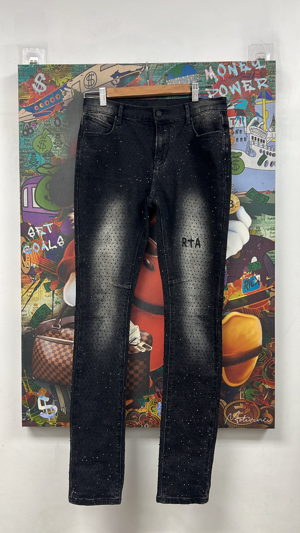 RTA Black Wash Rhinestone Jeans