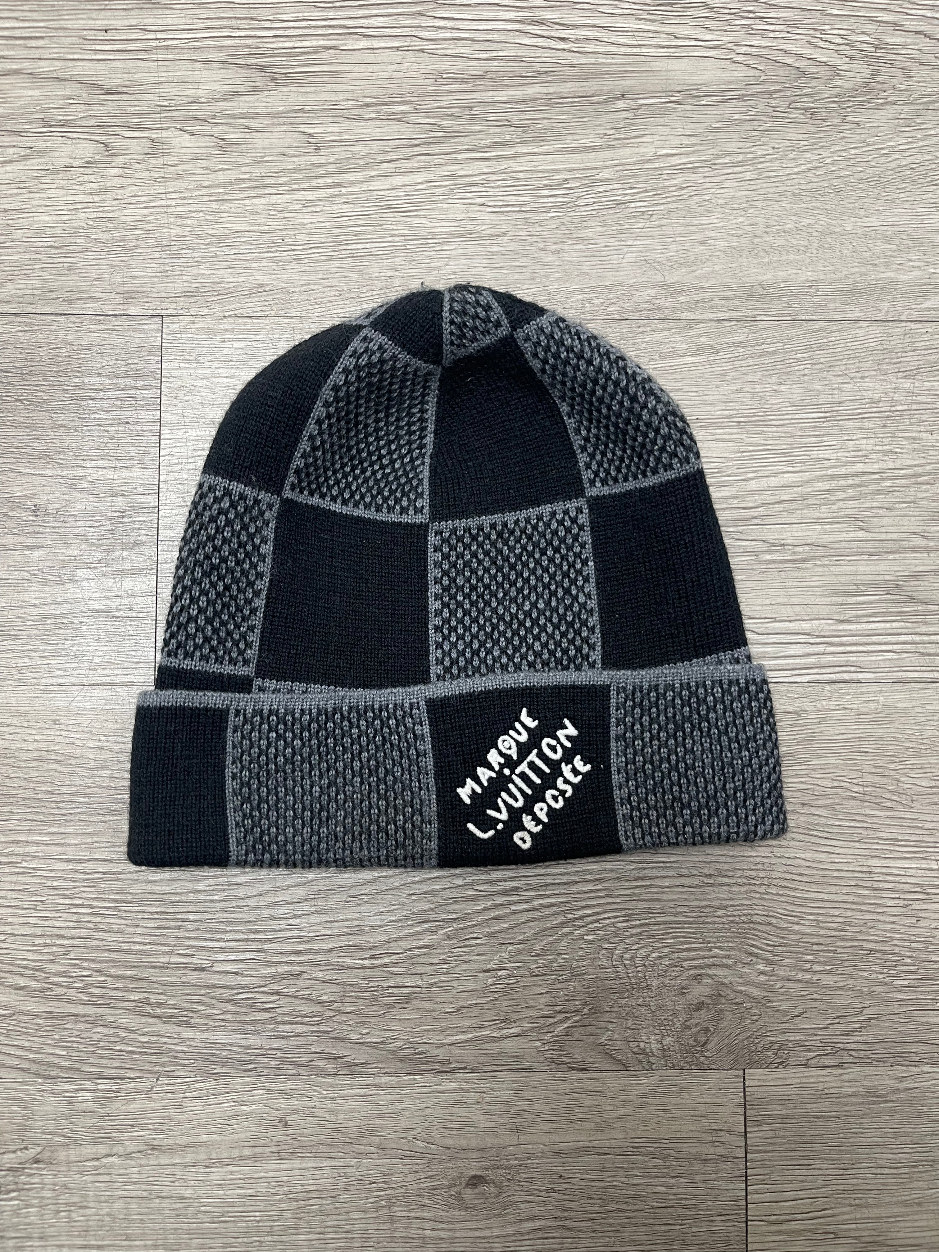 Louis Vuitton Black Grey Damier Herritage Beanie