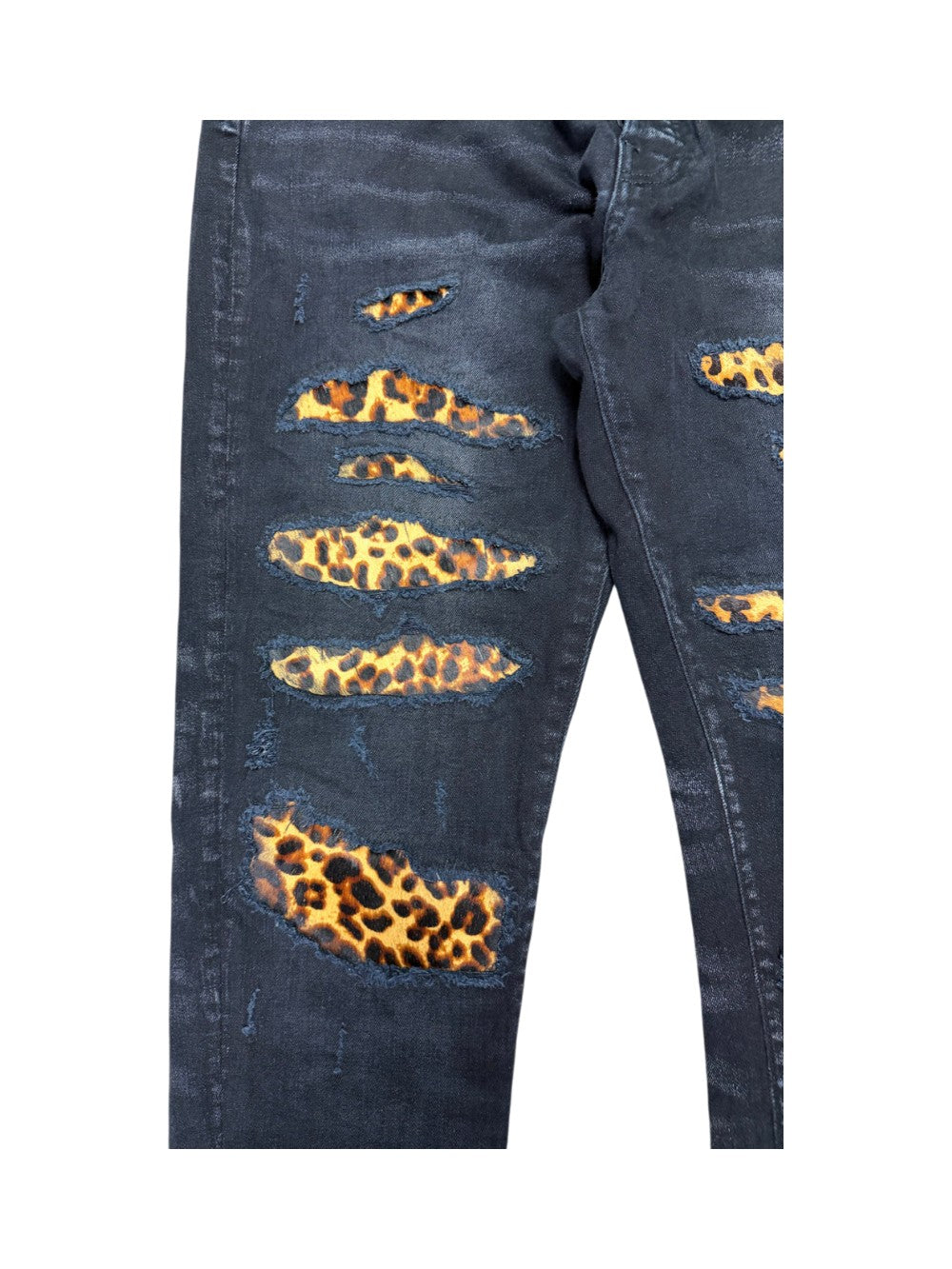 Amiri Cheetah Thrasher Black Jeans