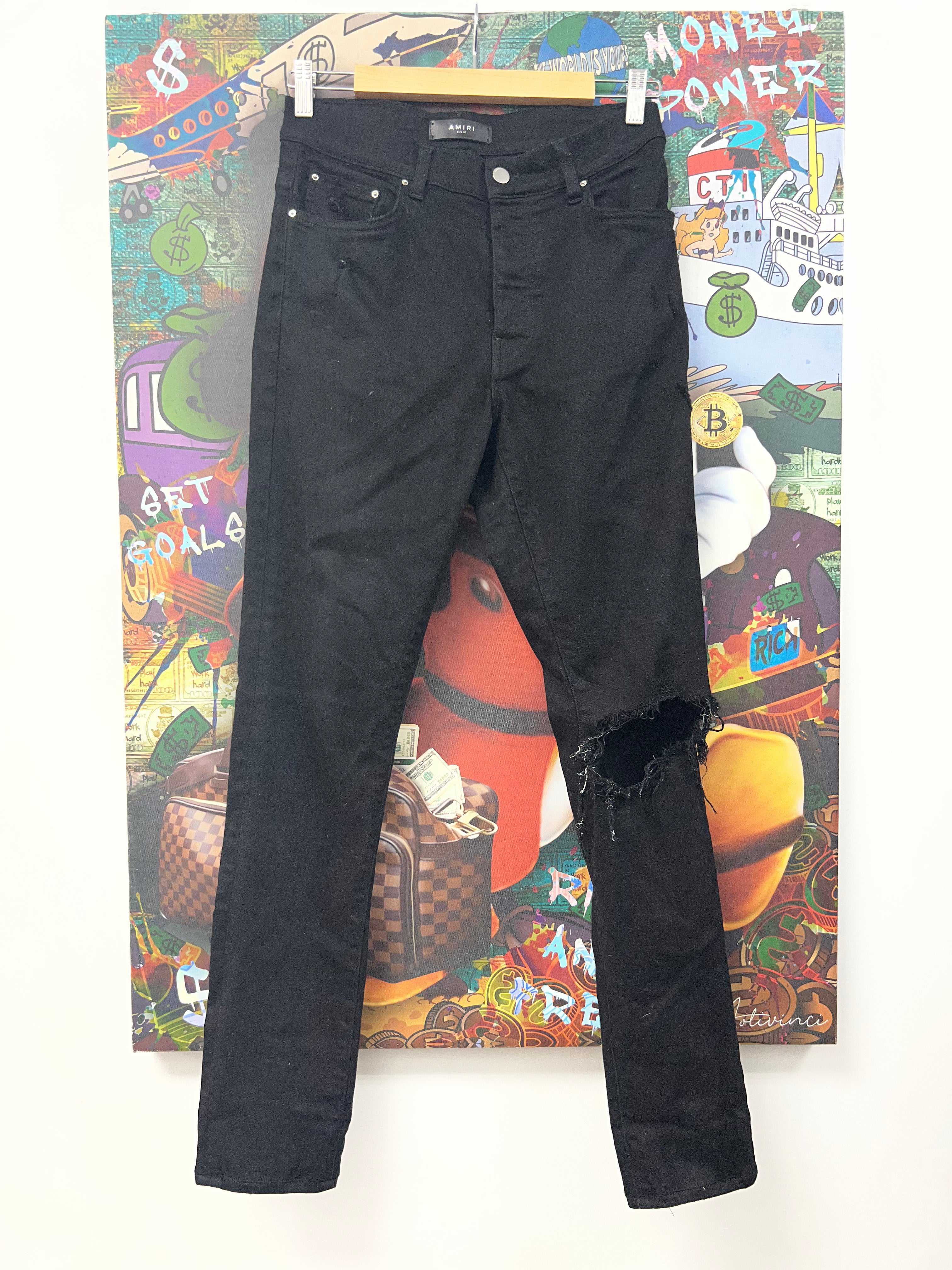 Amiri Black Knee Ripped Jeans
