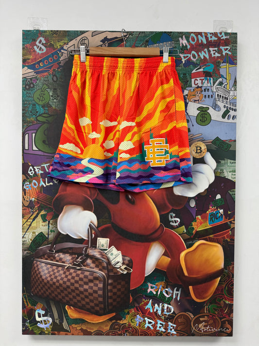 EE Sunset Shorts Orange Multi New Small N/A