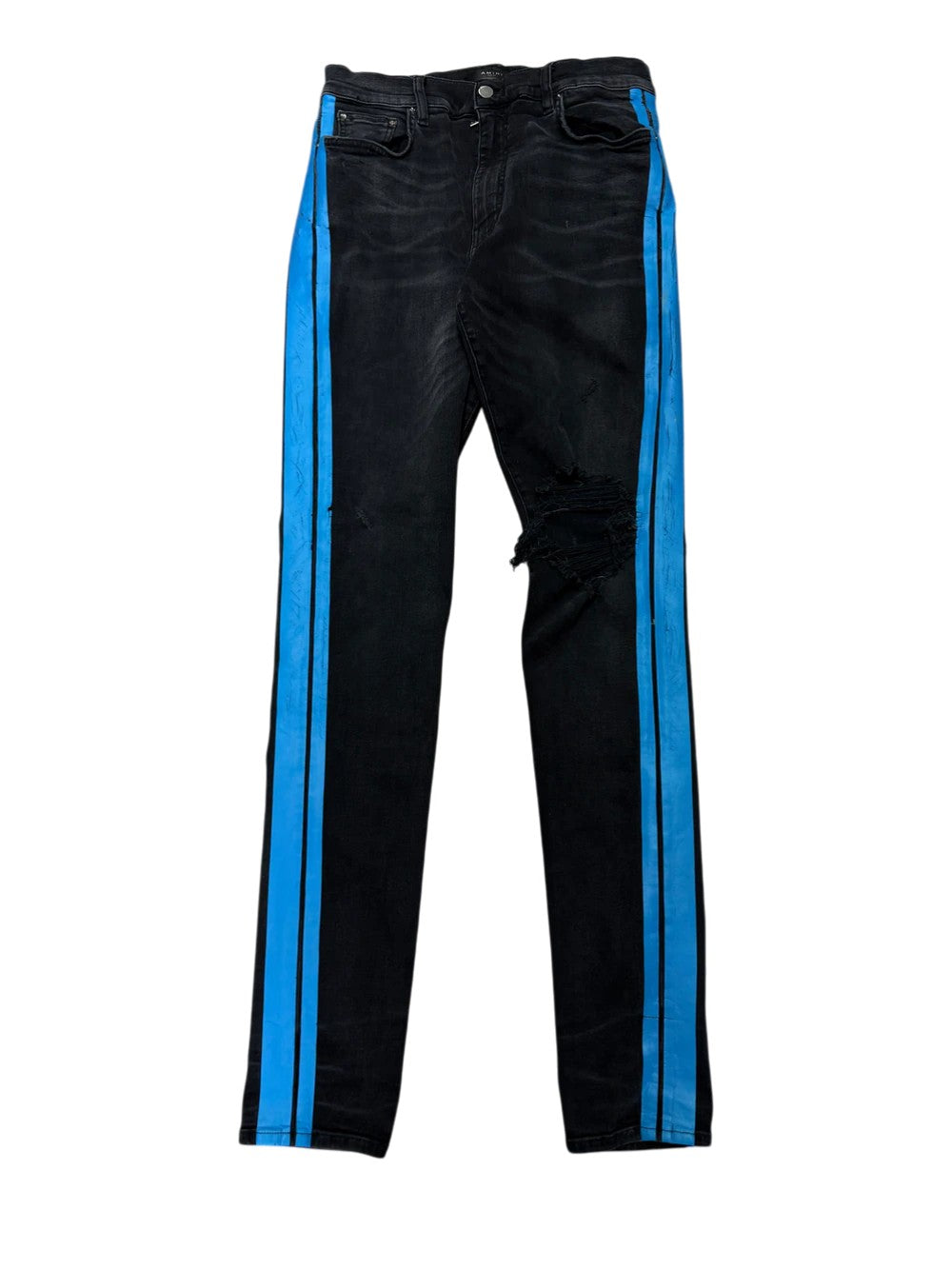 Amiri Stripe Black Wash & Blue Jeans