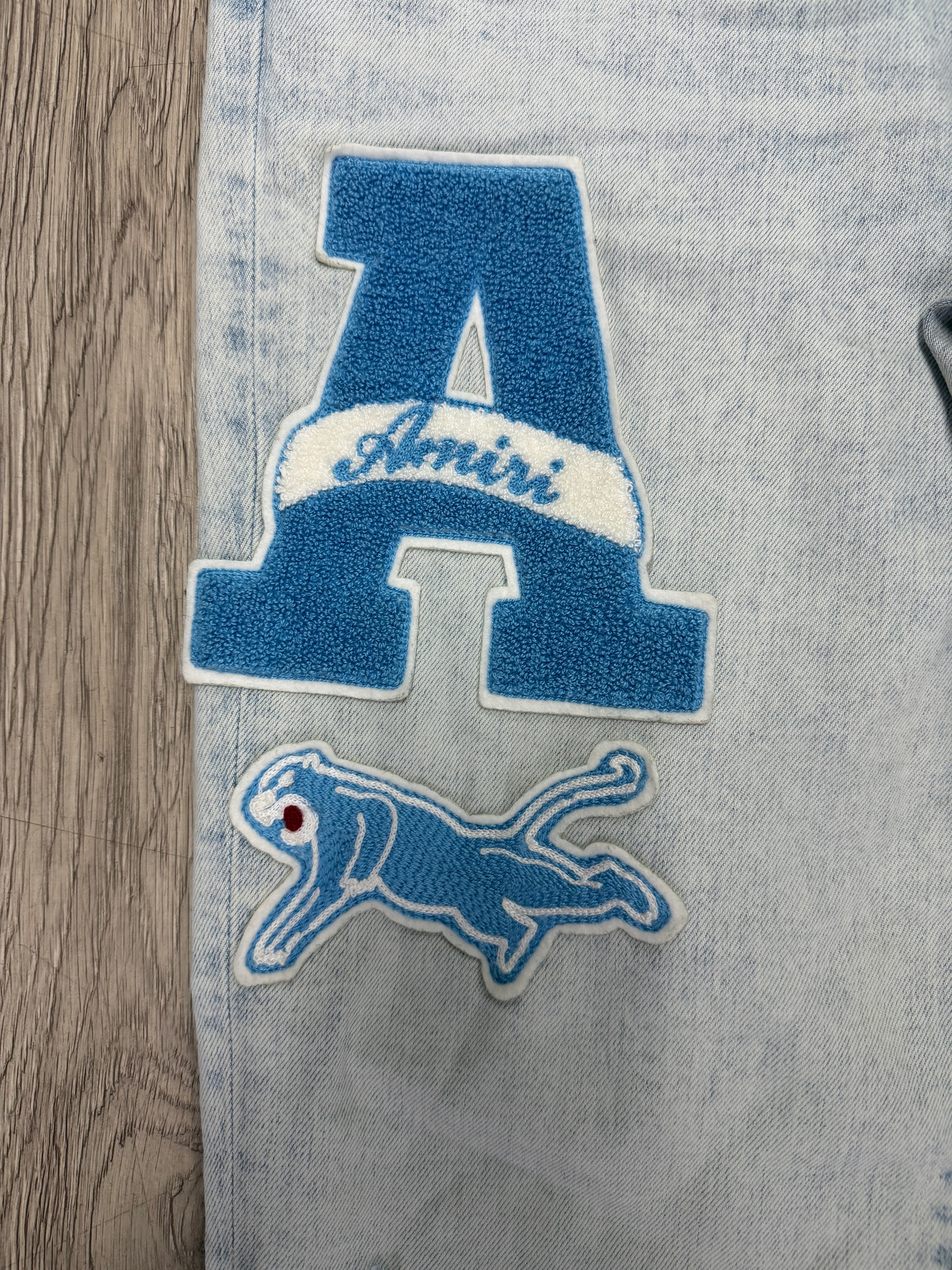 Amiri Stone Wash Baby Blue A Patch Jeans