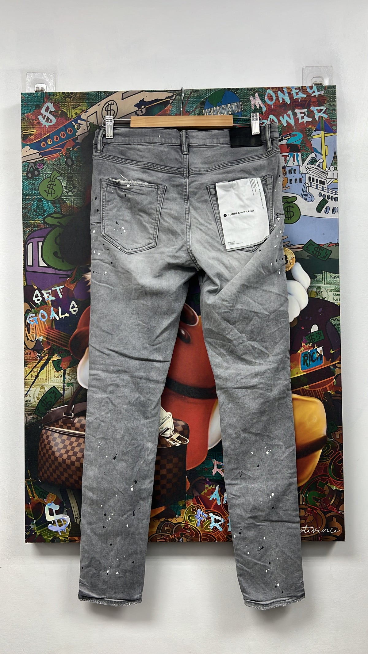 Purple Brand Grey Splatter Ripped Jeans
