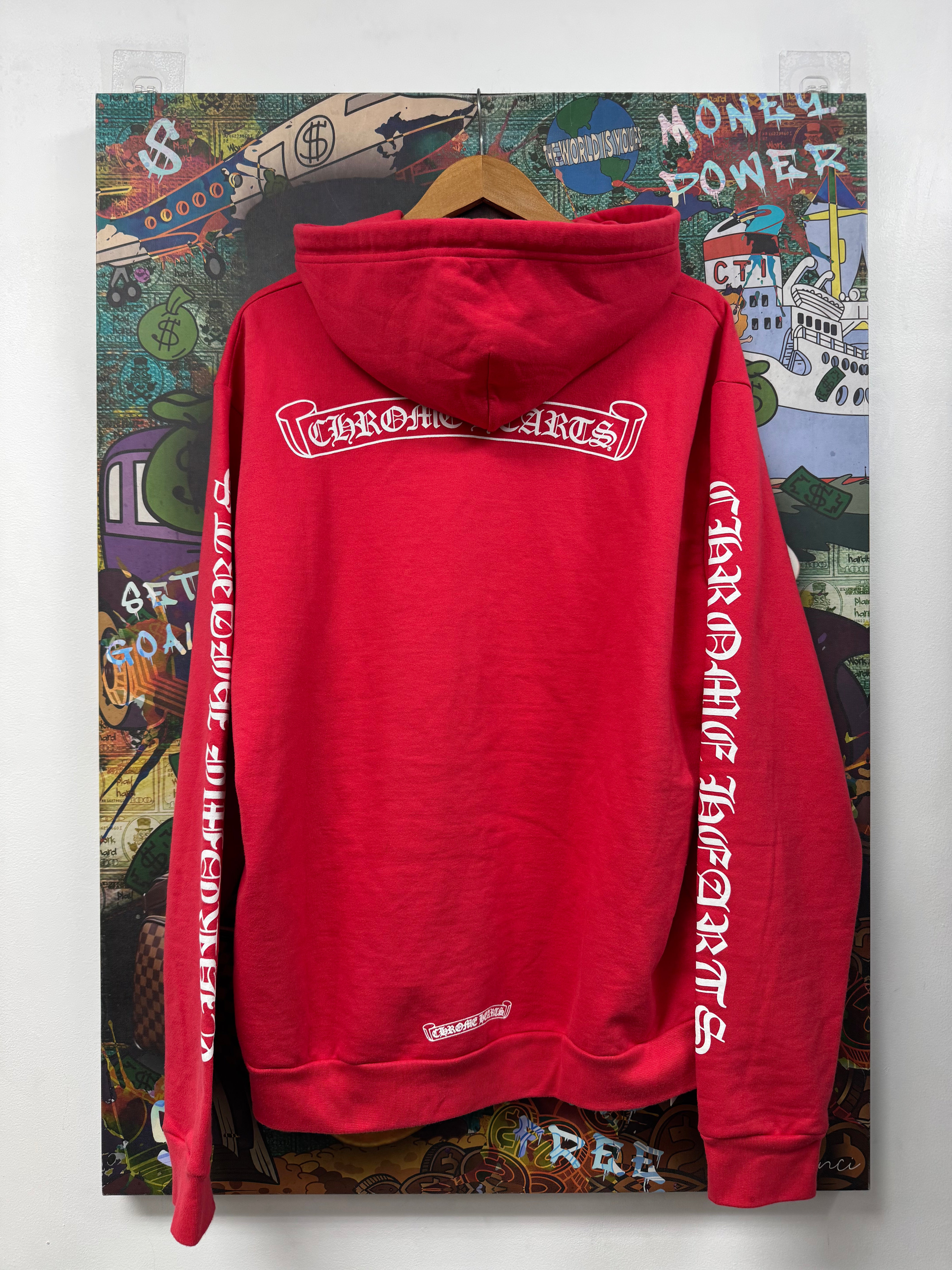 Chrome Hearts Red White Scroll Logo Hoodie