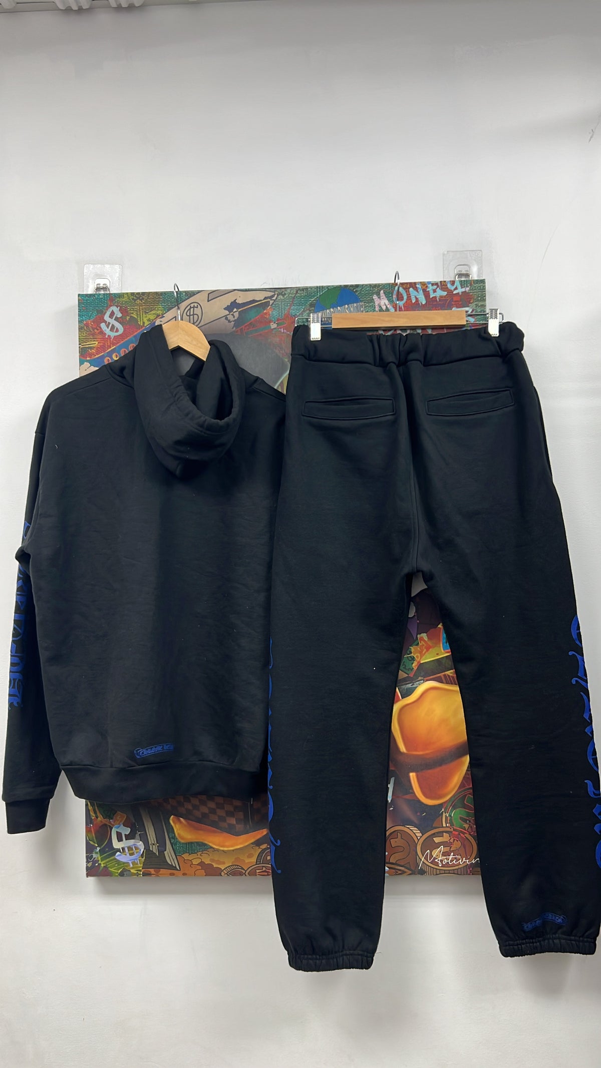 Chrome Hearts Black Blue Horseshoe Sweatsuit