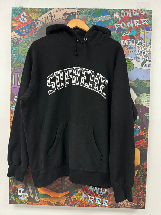 Supreme Hearts Arc Logo Hoodie Black Used Medium N/A