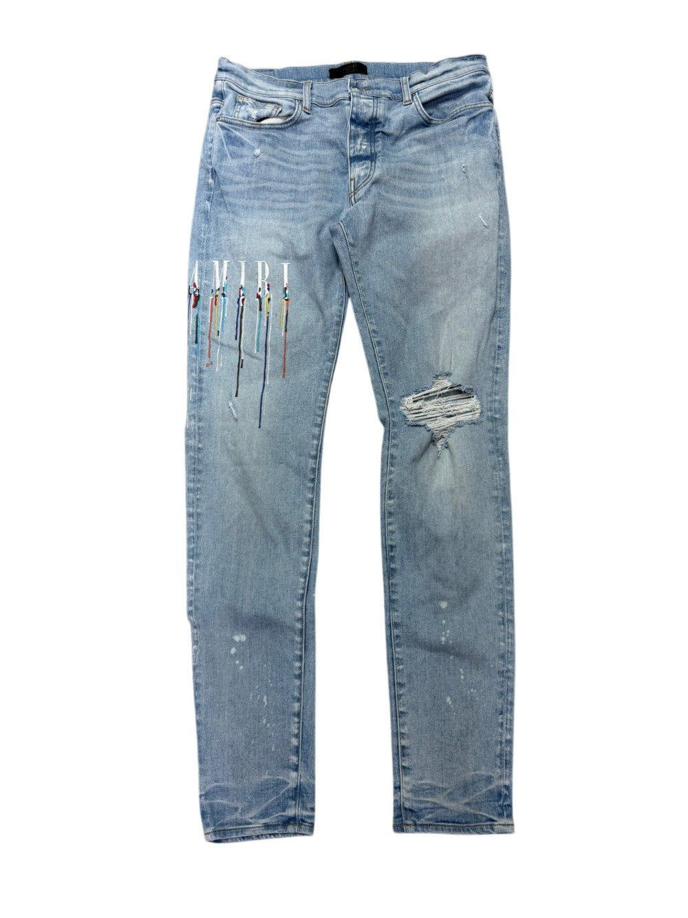Amiri Paint Drip Light Wash Jeans