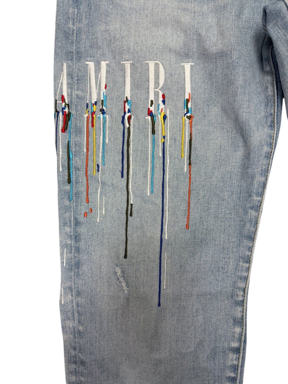 Amiri Paint Drip Light Wash Jeans