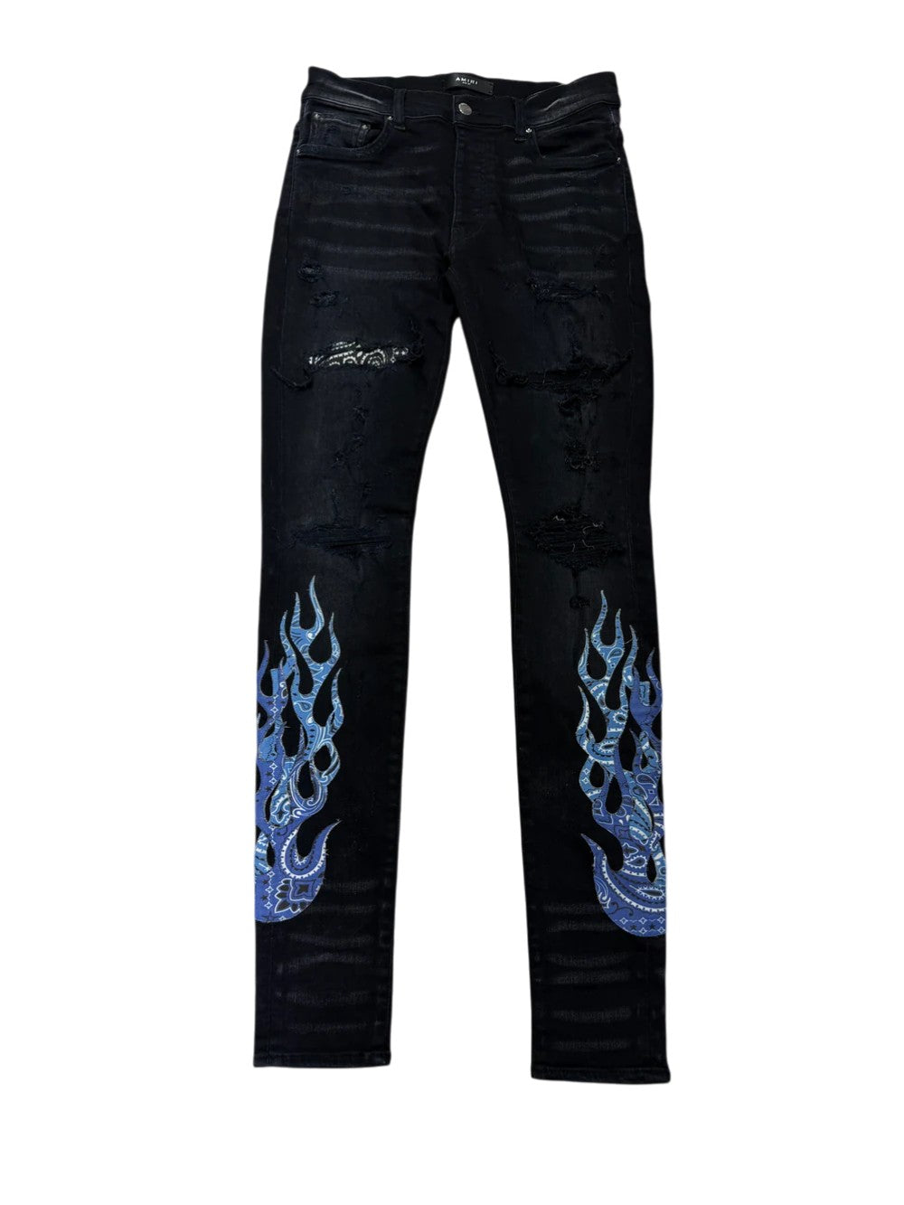 Amiri Bandana Flames Black & Blue Jeans