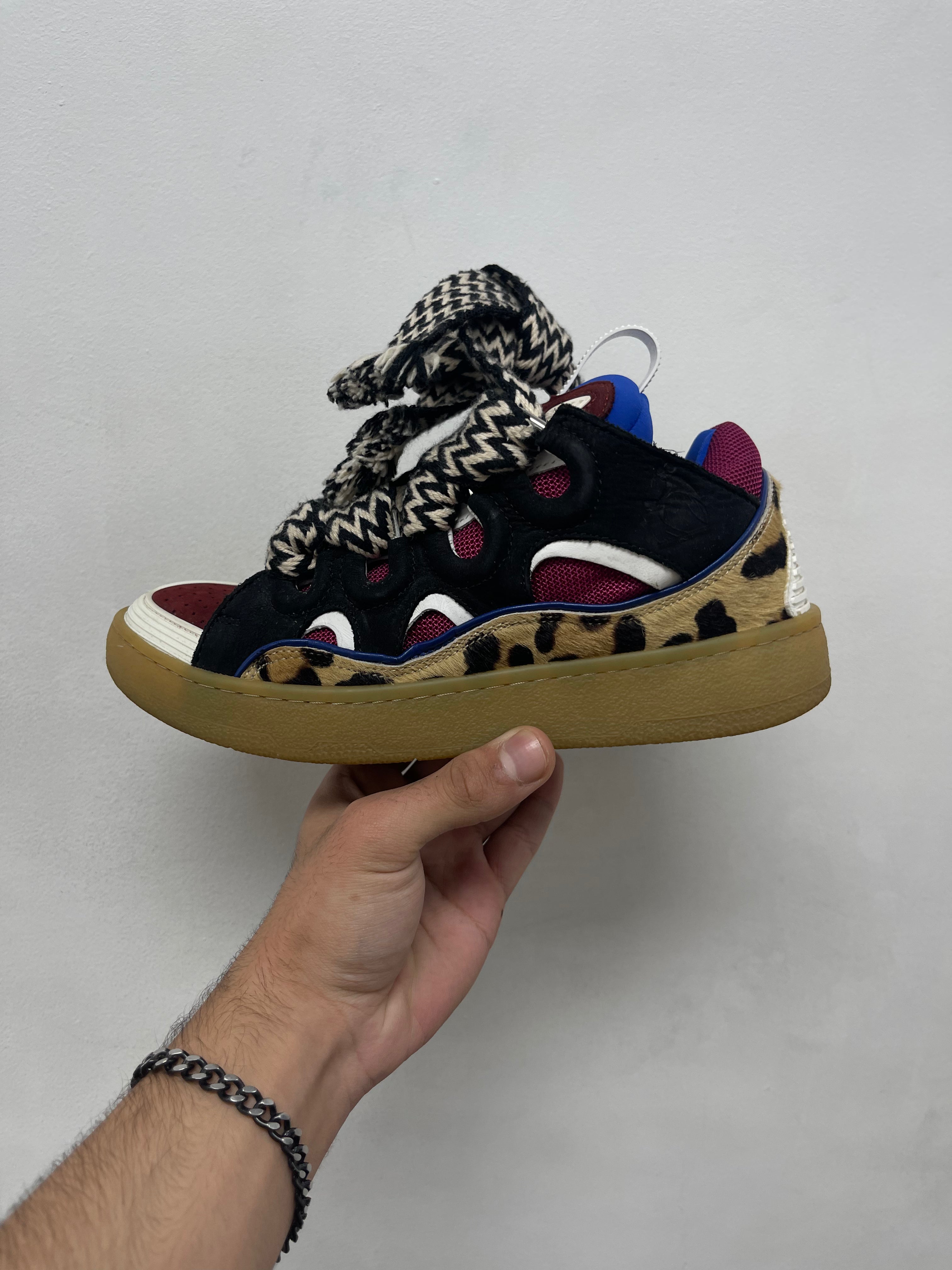 Lanvin Purple Cheetah Curb Sneakers