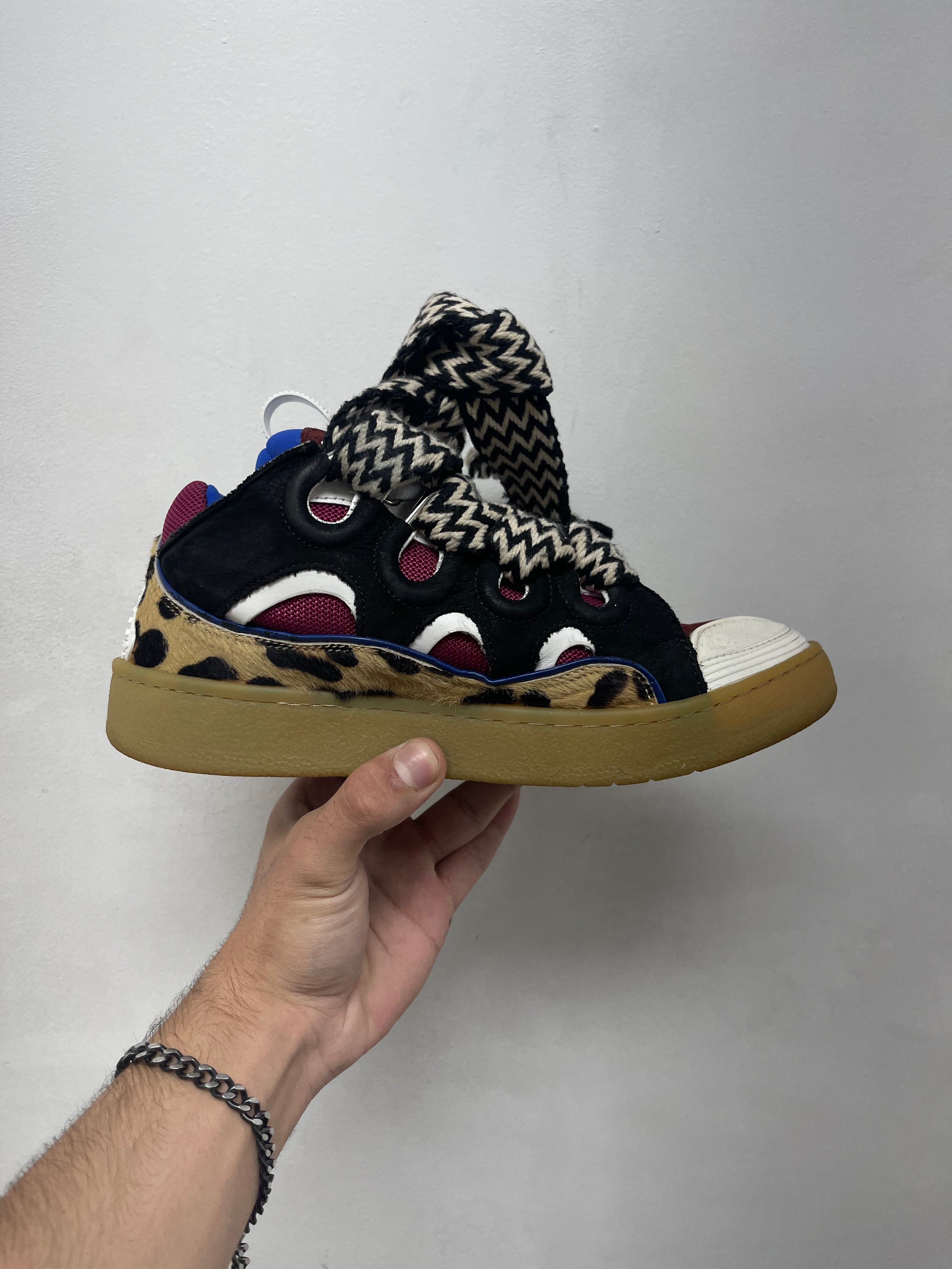 Lanvin Purple Cheetah Curb Sneakers