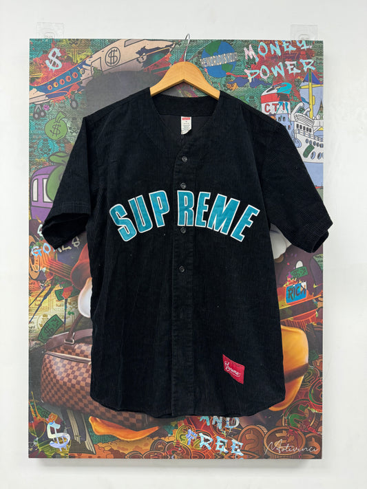 Supreme Corduroy Baseball Jersey Black Blue Used Medium N/A