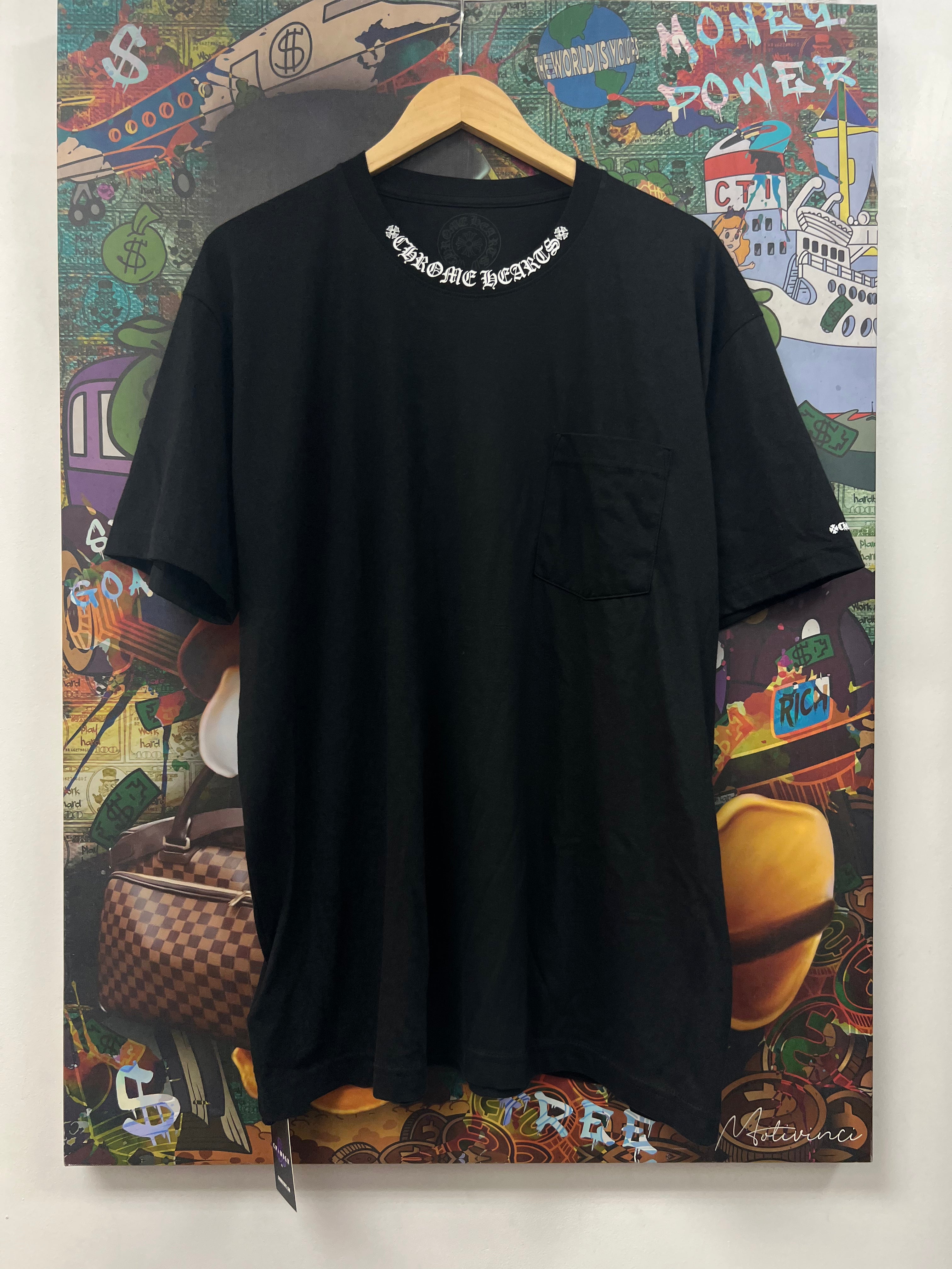Chrome  Hearts Black Neck Logo Tee