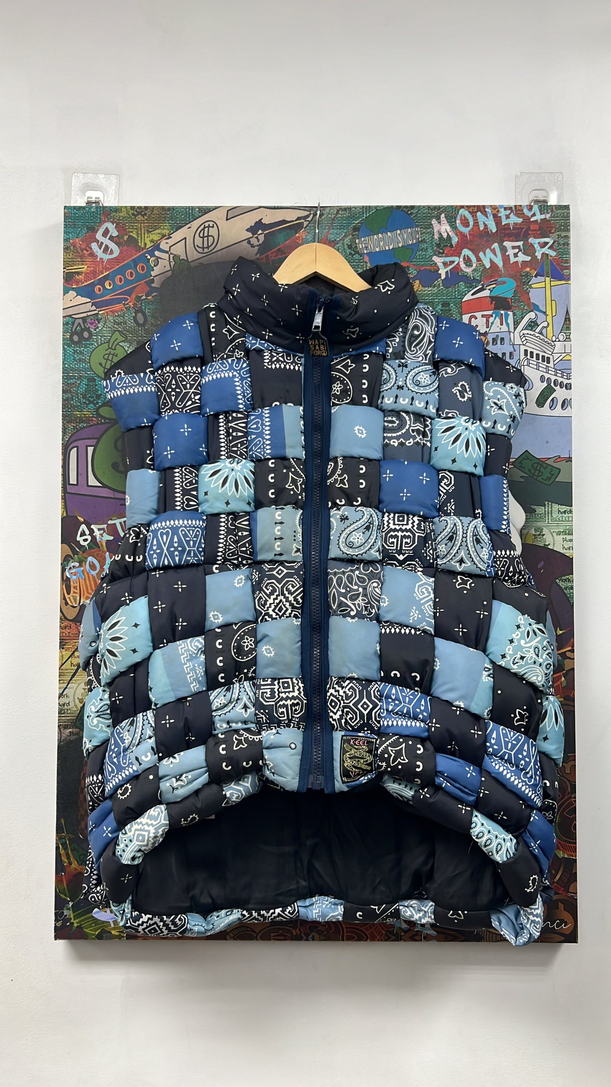 Kapital Blue Paisley Quilted Puffer Vest