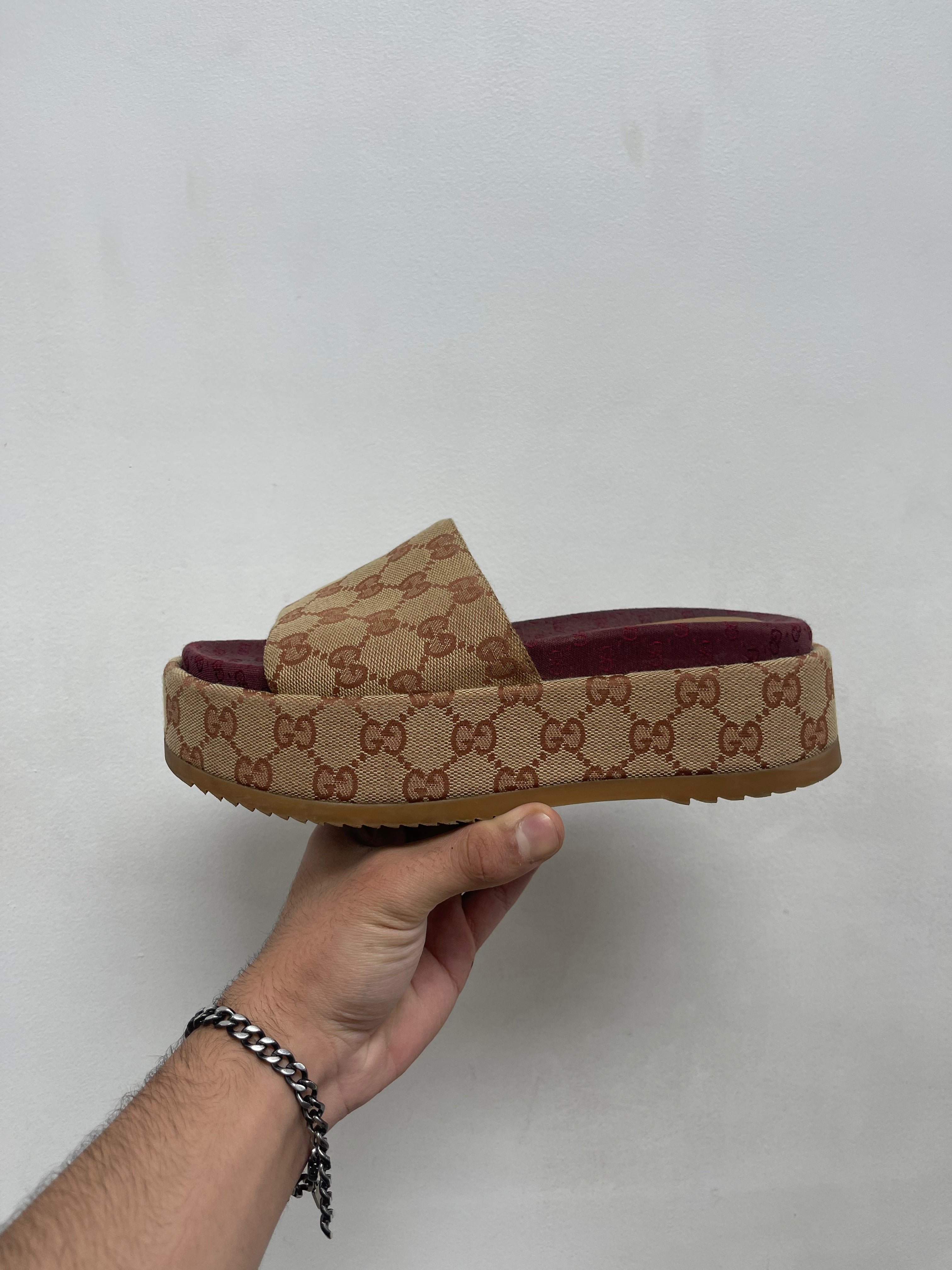 Gucci Brown GG Monogram Sandals