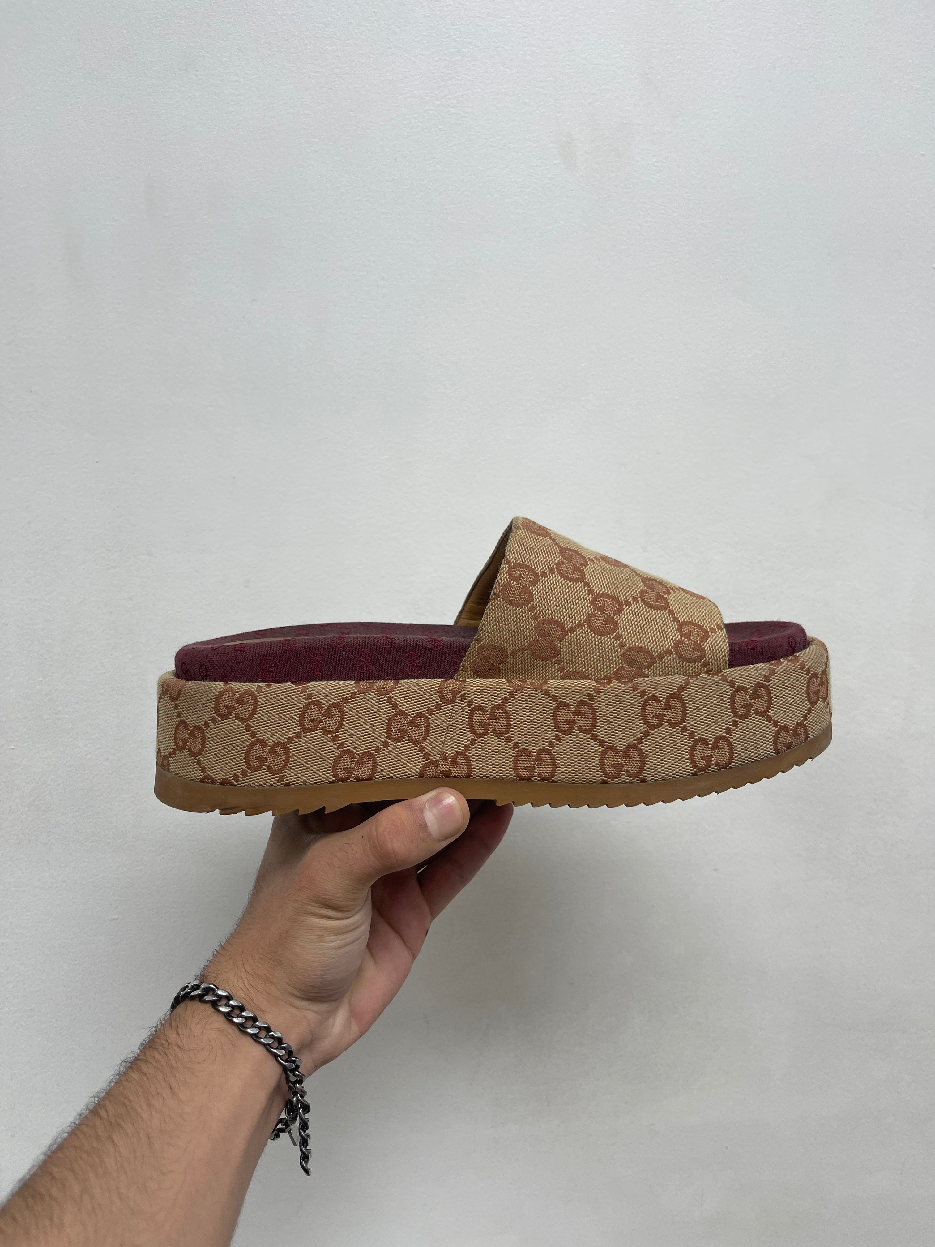Gucci Brown GG Monogram Sandals