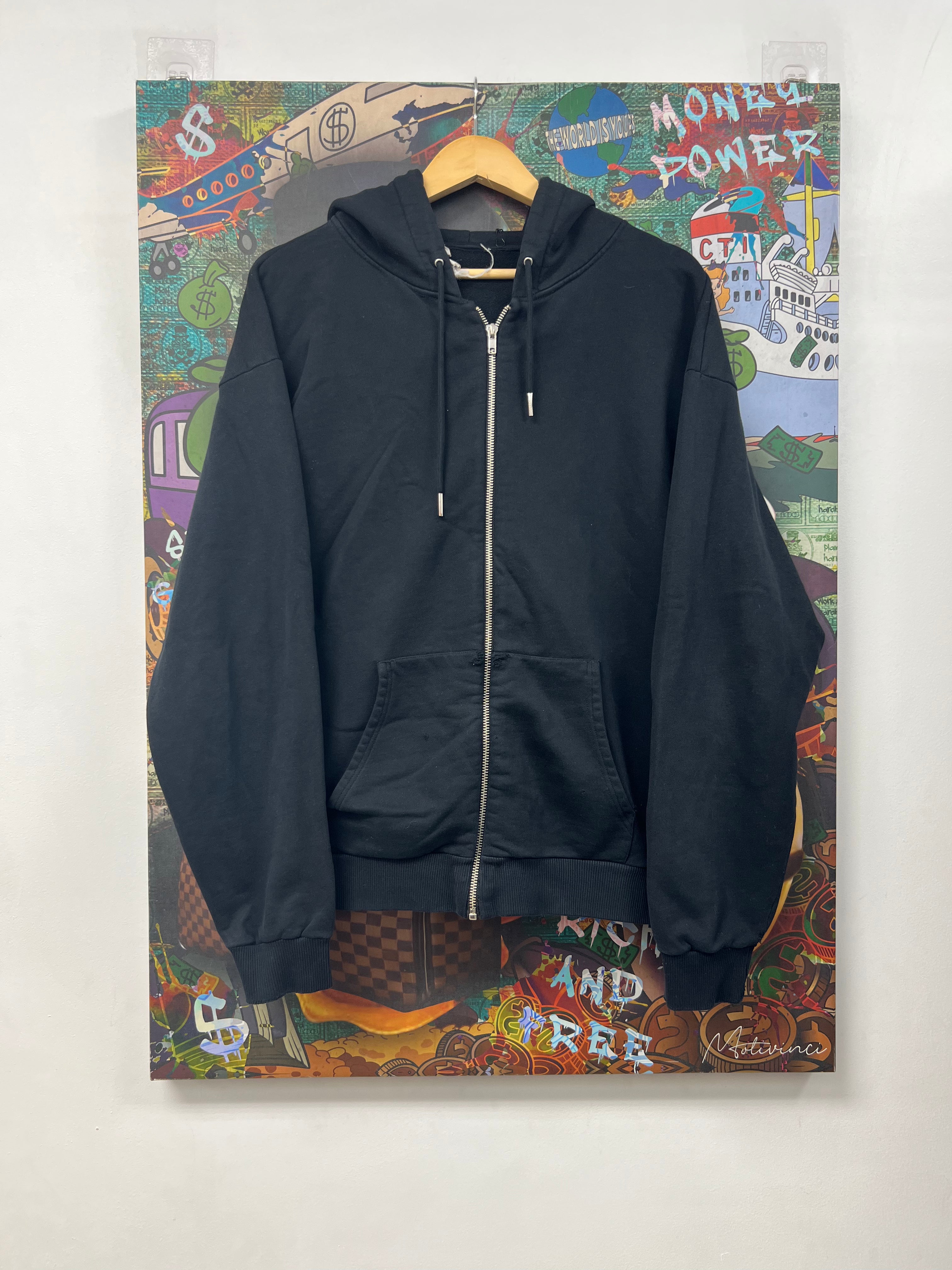 Celine Black Hood Logo Zip Up