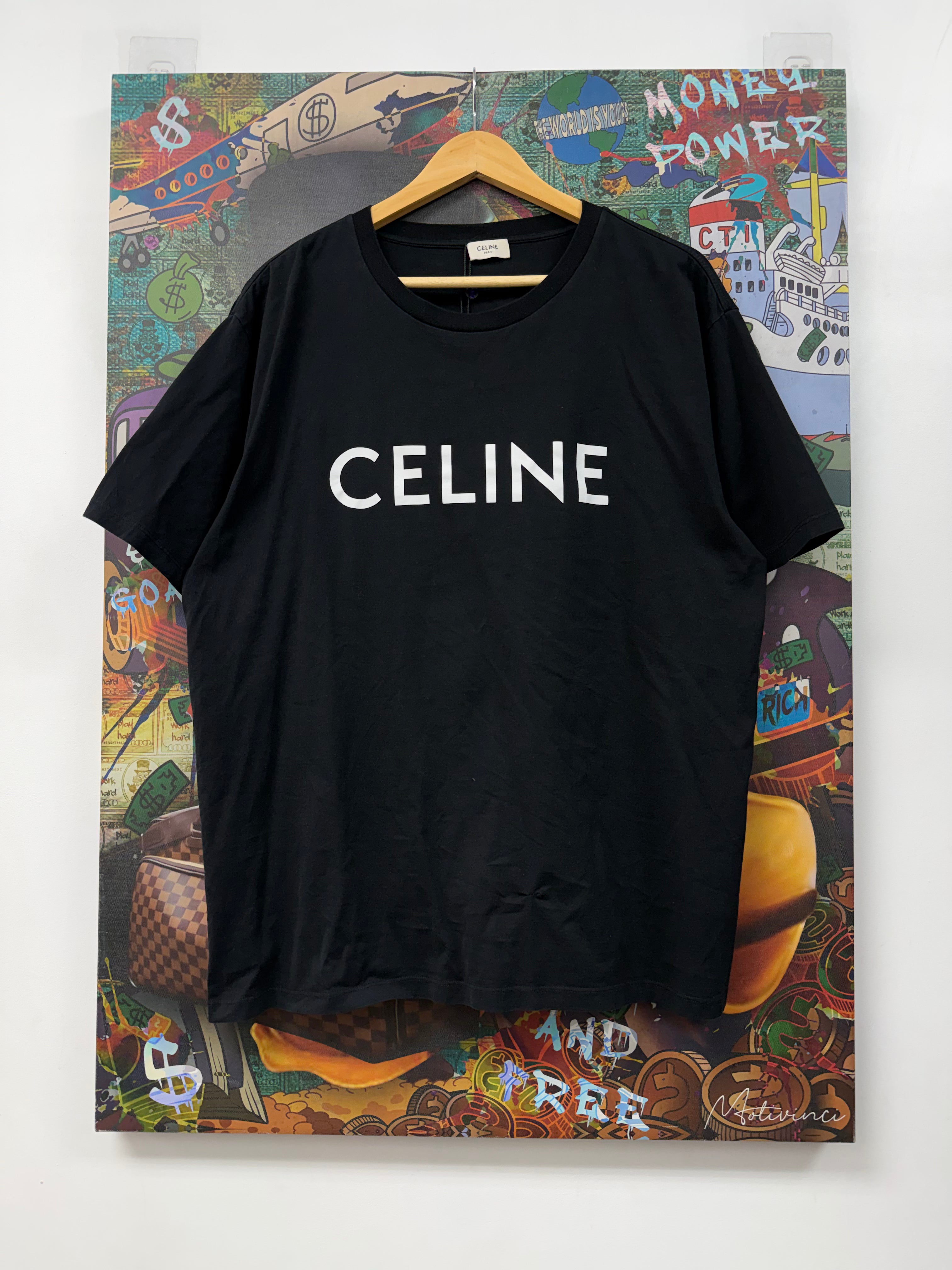 Celine Black White Spellout Logo (Repaired) Tee