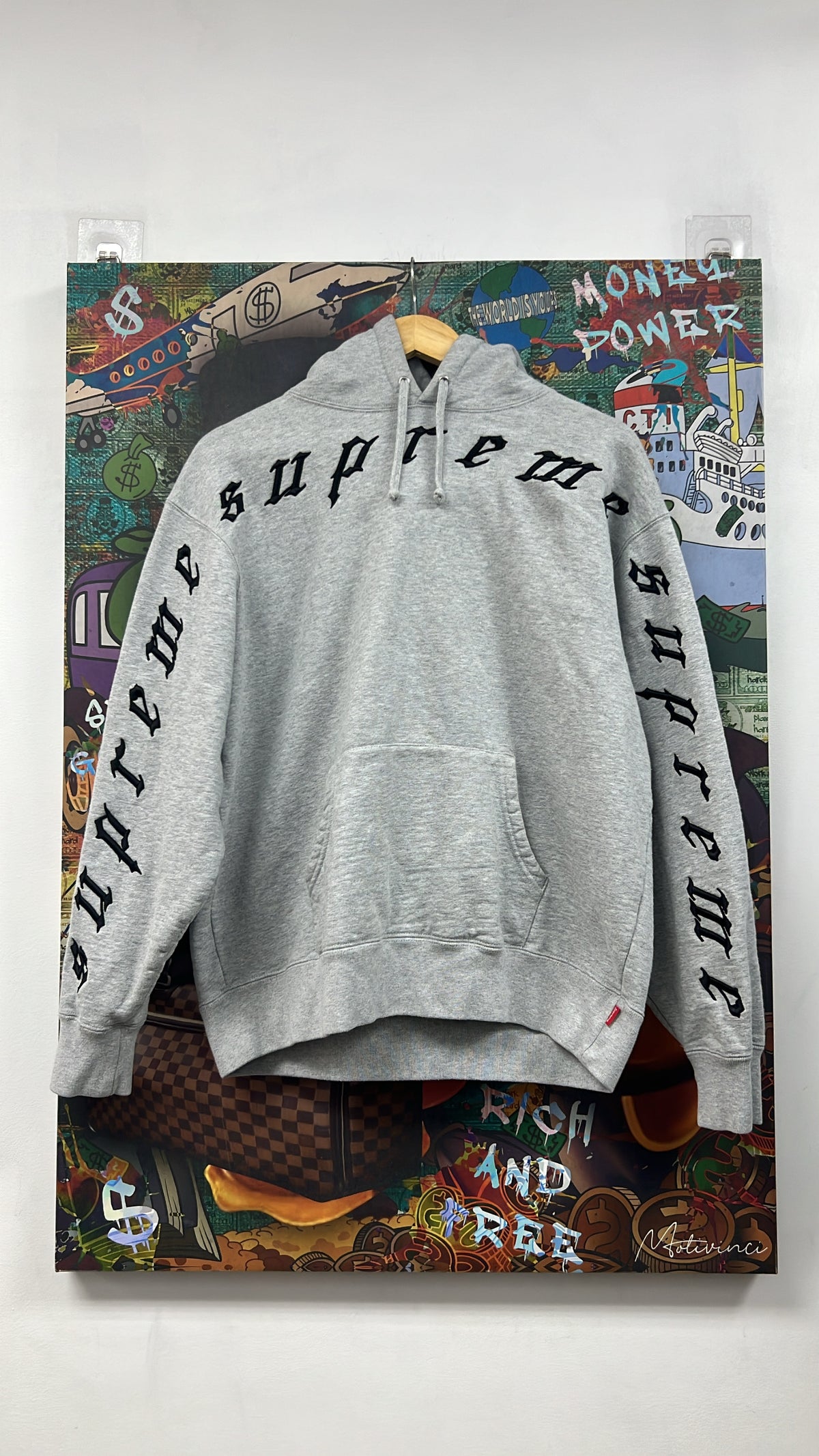 Supreme Grey Old English Embroidered Hoodie