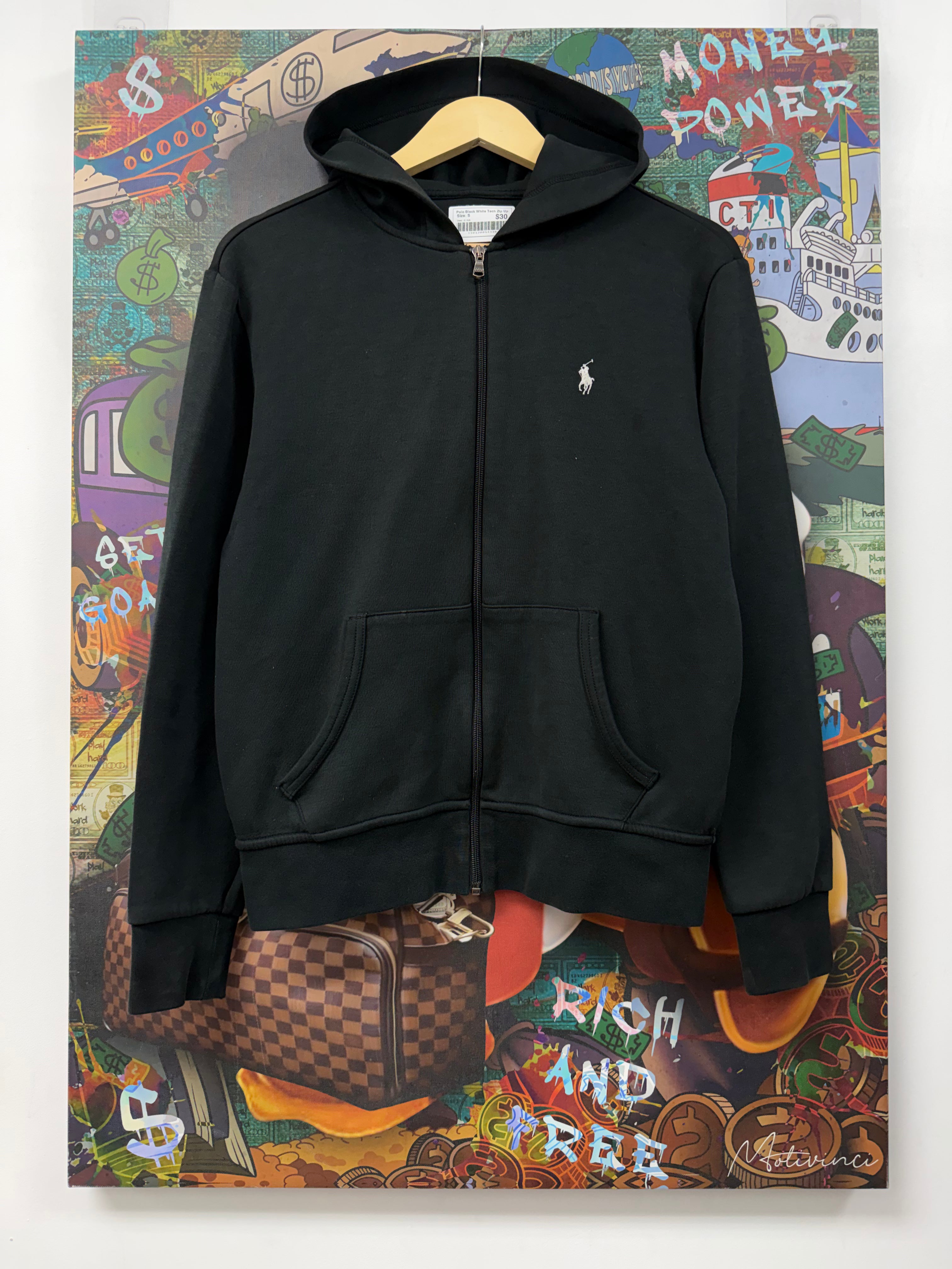 Polo Black White Tech Zip Up