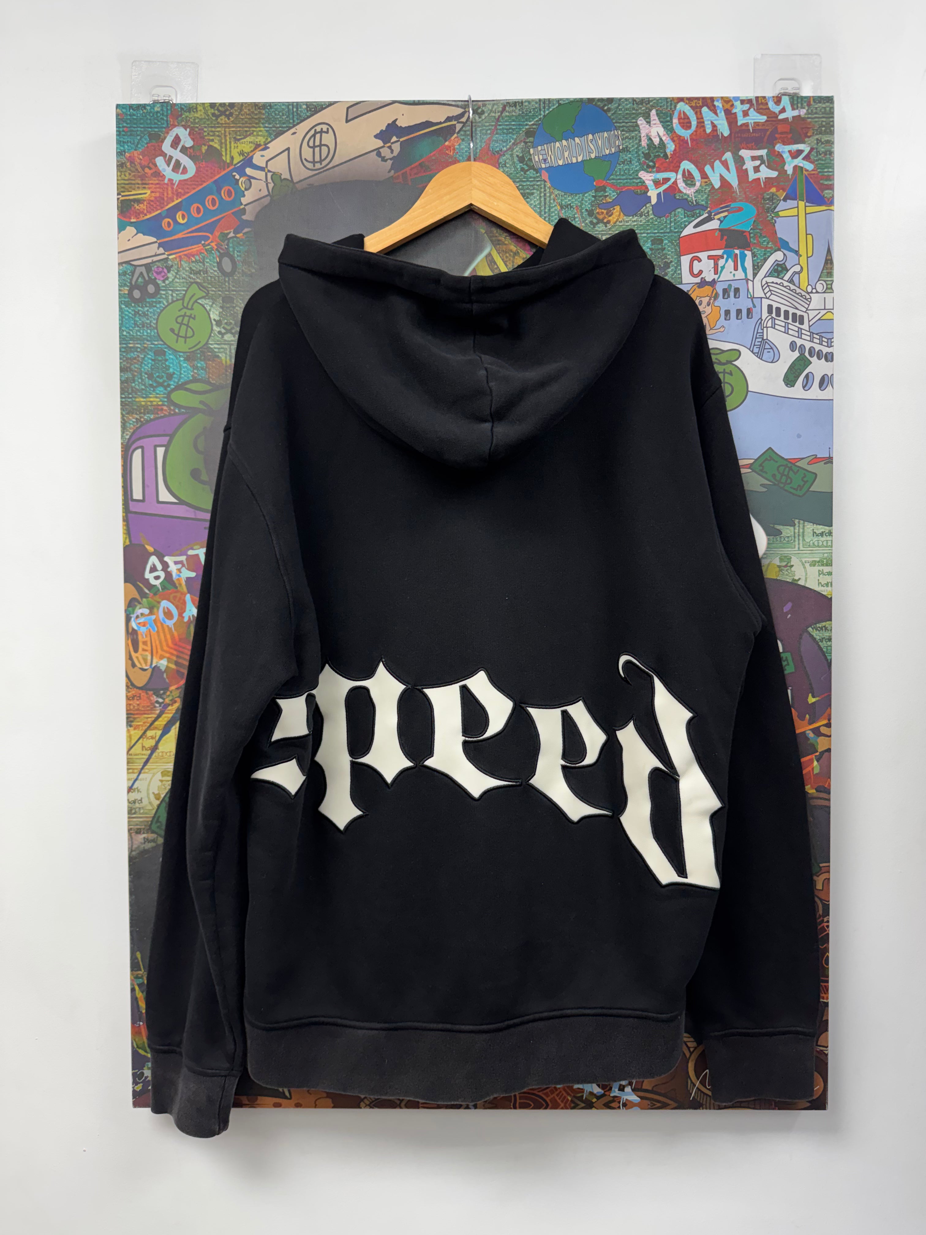 Godspeed Black Wash Cream Leather Patch Og Logo Hoodie