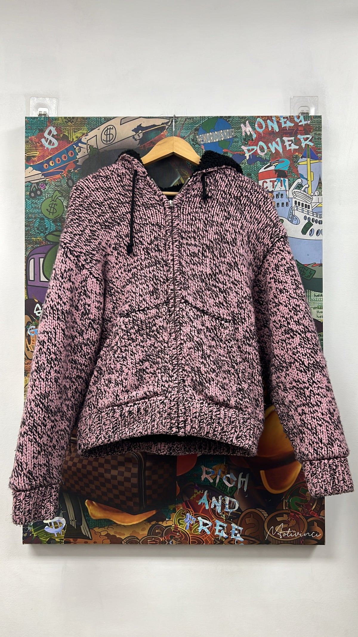 Supreme Pink Back Arc Logo Faux Fur Zip Up
