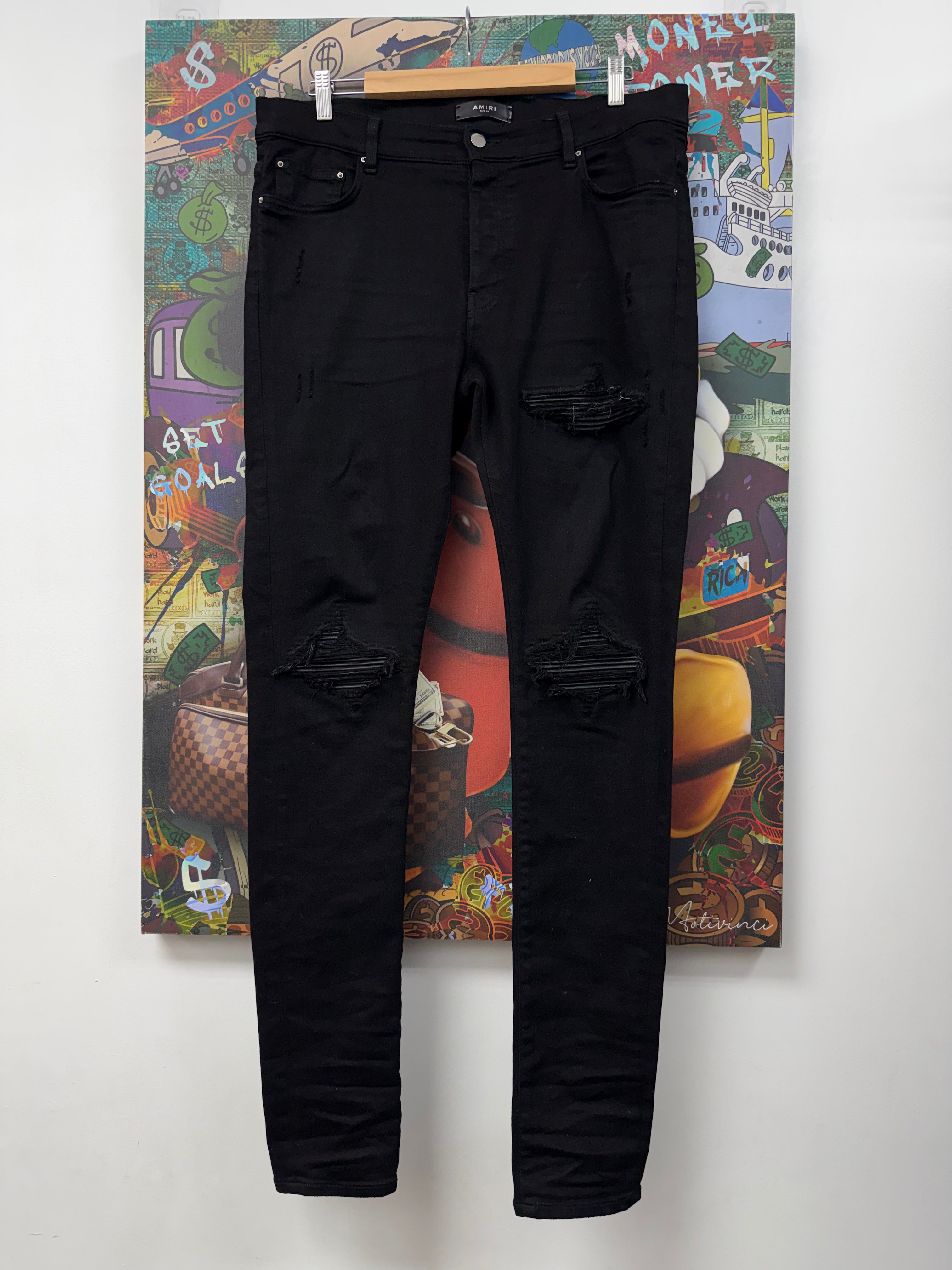 Amiri MX1 Black Black Patch Jeans