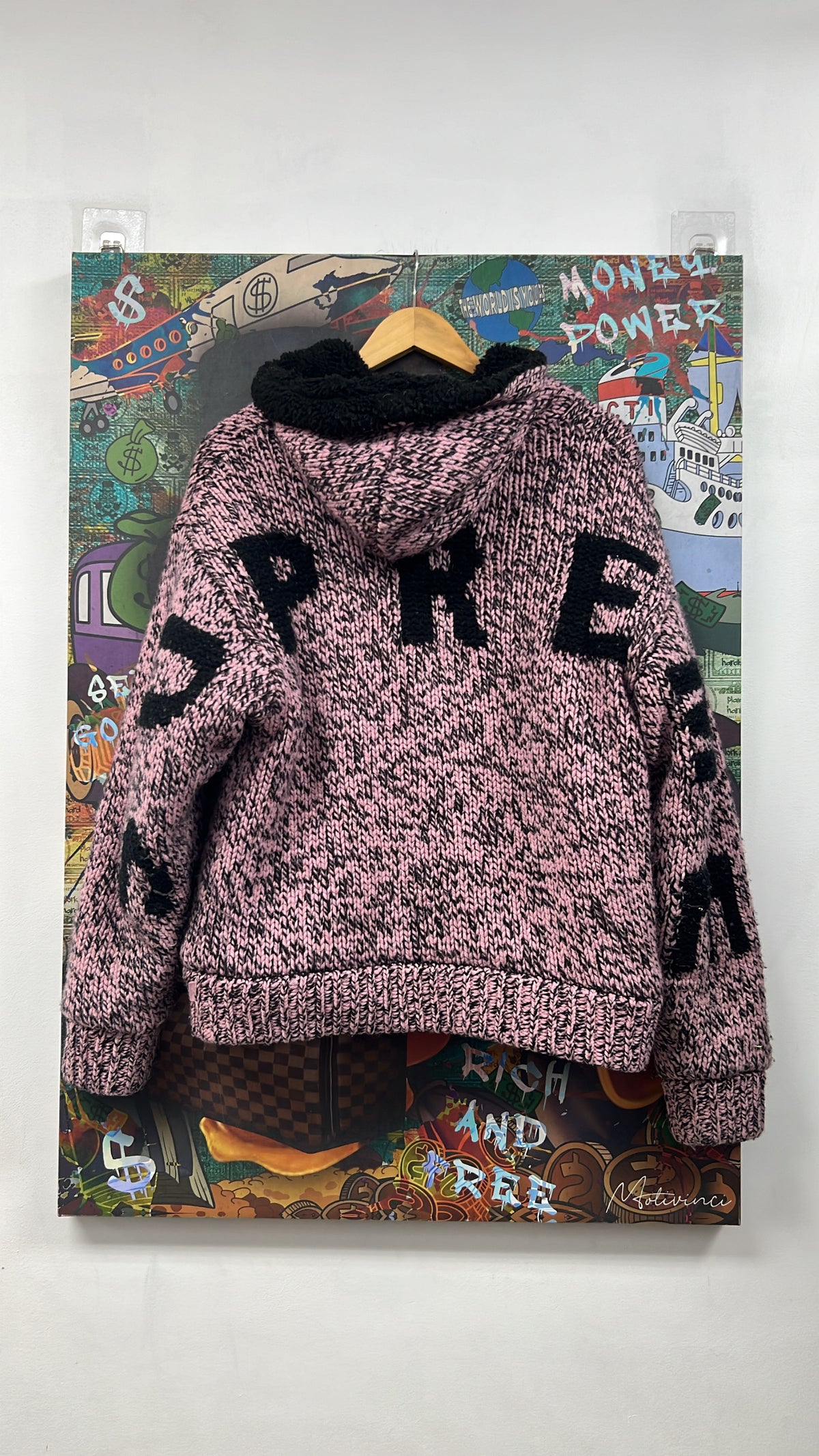 Supreme Pink Back Arc Logo Faux Fur Zip Up