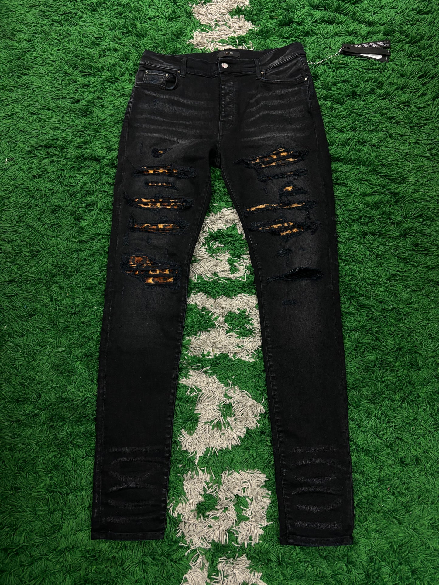 Amiri Thrasher Jeans Cheetah  New 36 With Tags