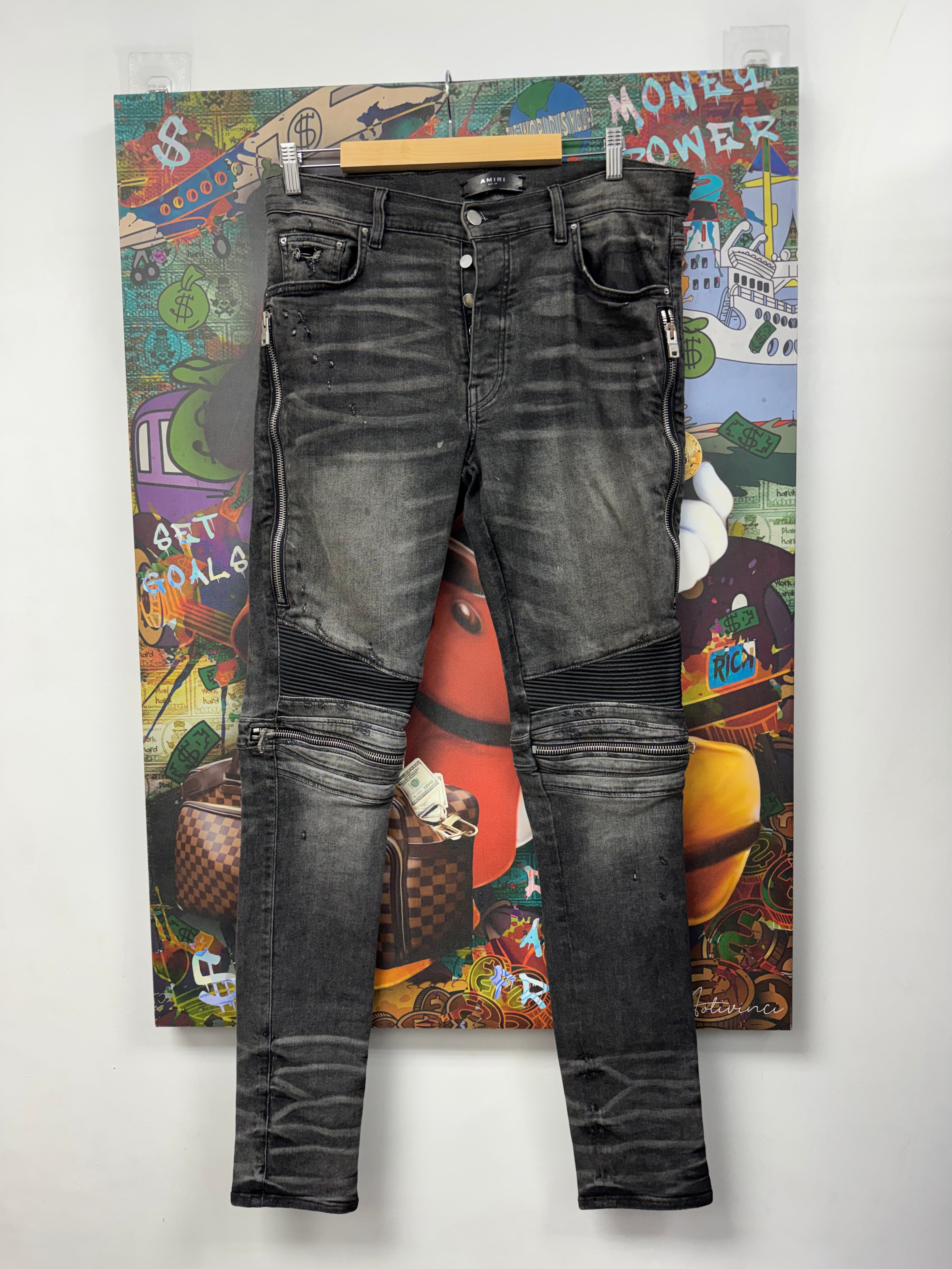 Amiri MX2 Black Wash Black Patch Jeans