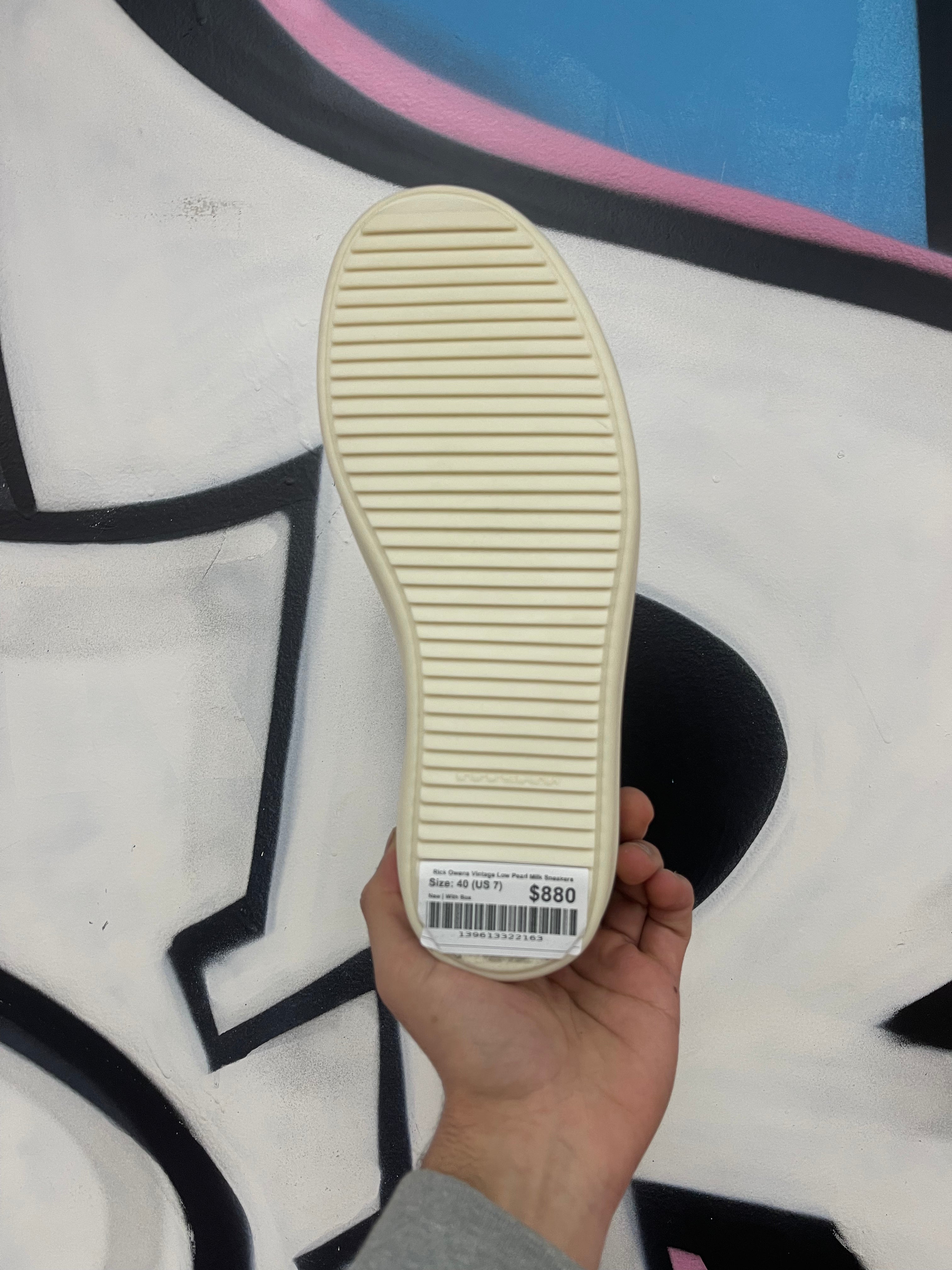 Rick Owens Vintage Low Pearl Milk Sneakers