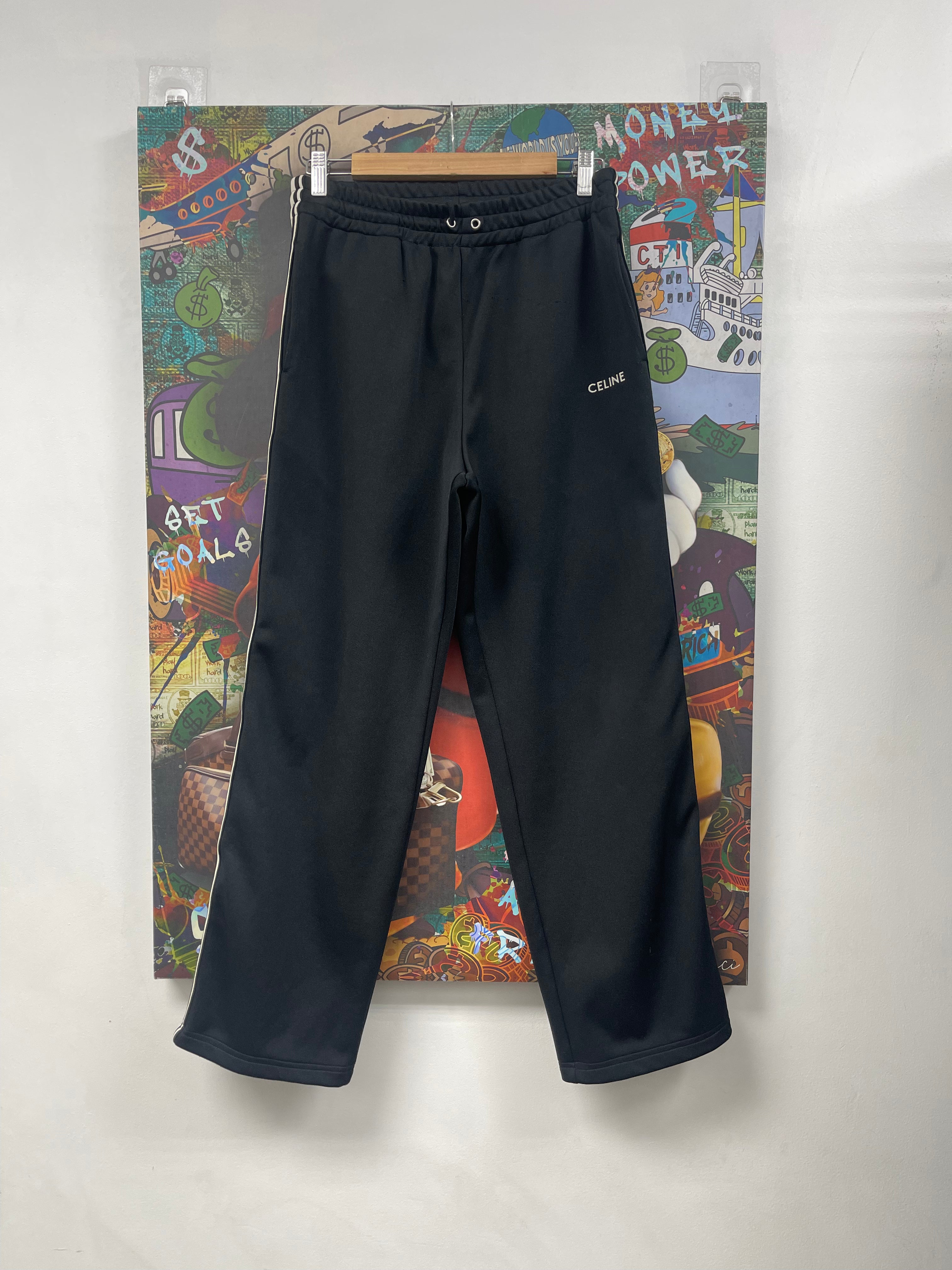 Celine Black Cream Track Pants
